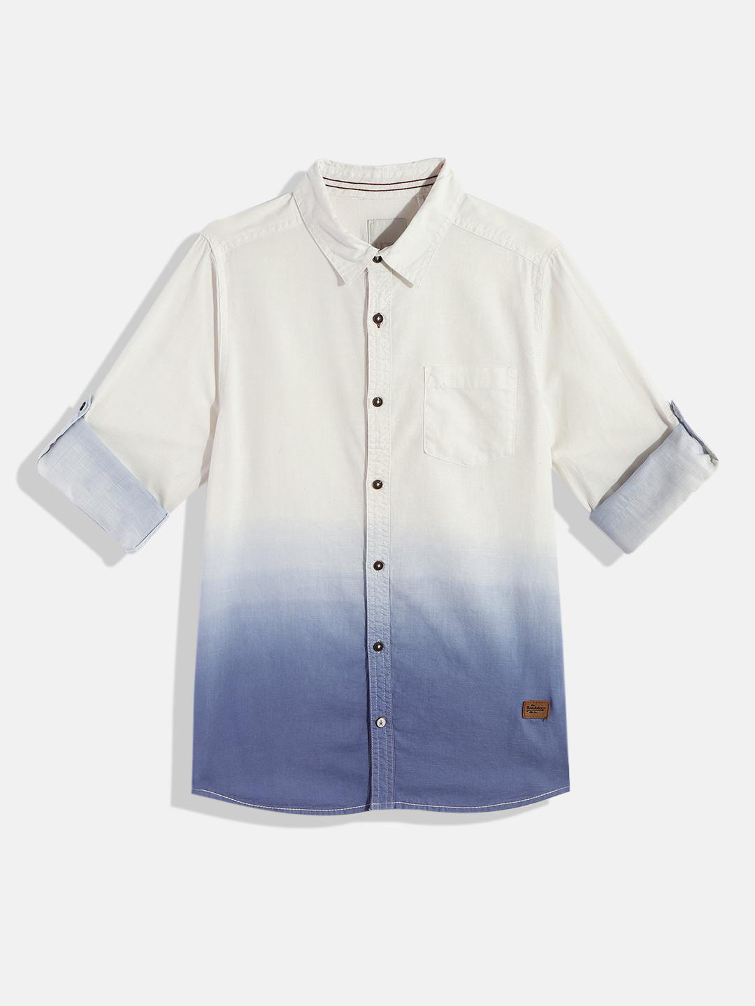 

UTH by Roadster Boys Off White & Blue Pure Cotton Casual Shirt