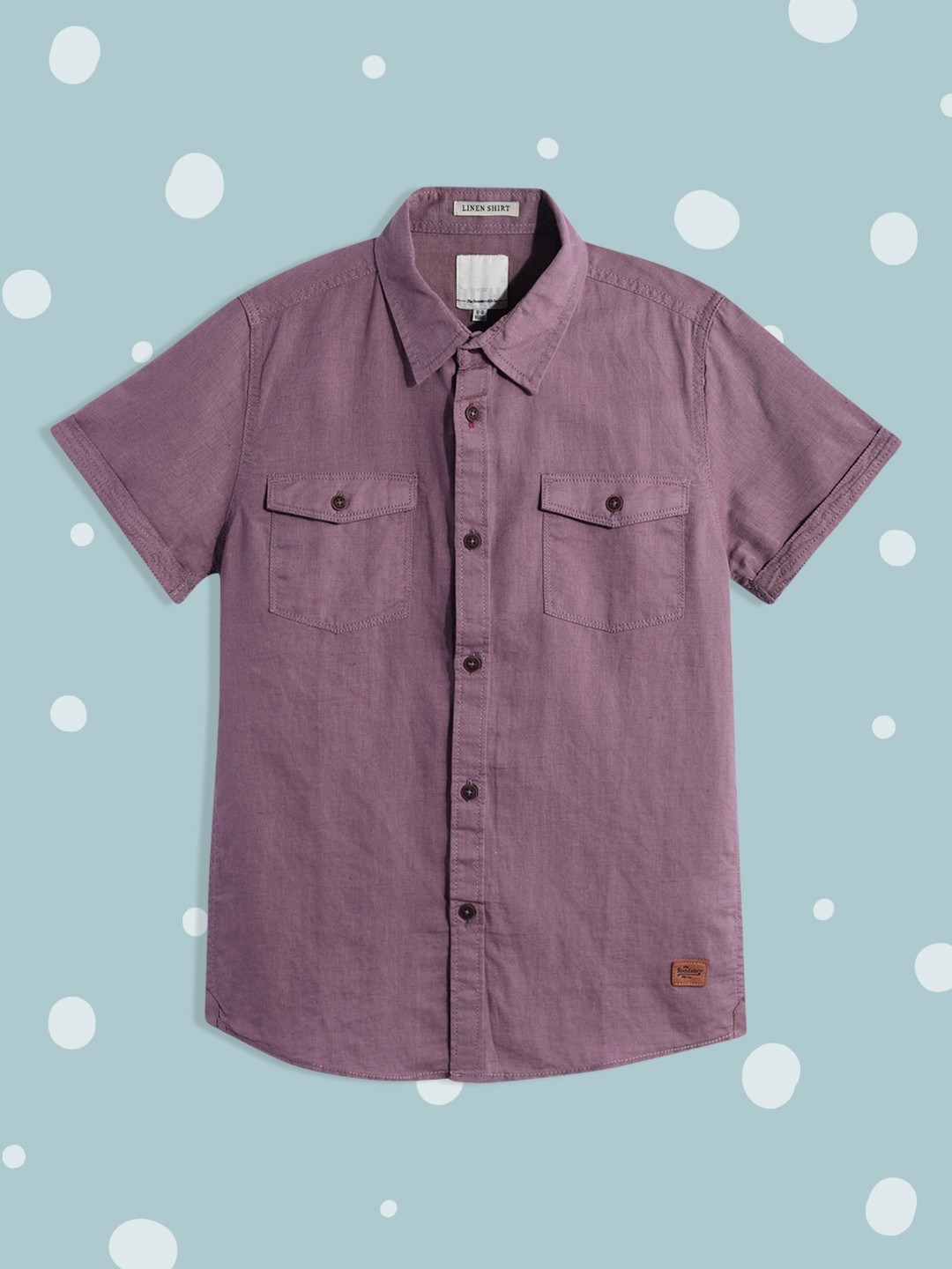 

UTH by Roadster Boys Mauve Pink Regular Fit Solid Opaque Linen Cotton Casual Shirt