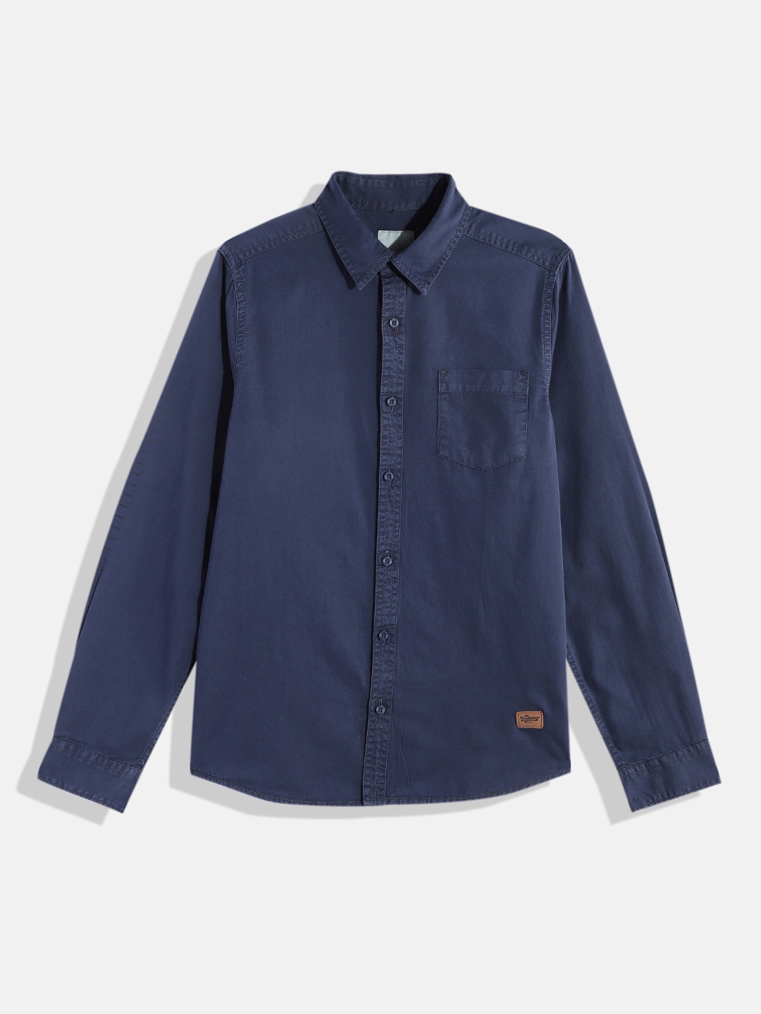 

UTH by Roadster Boys Blue Solid Pure Cotton Casual Shirt