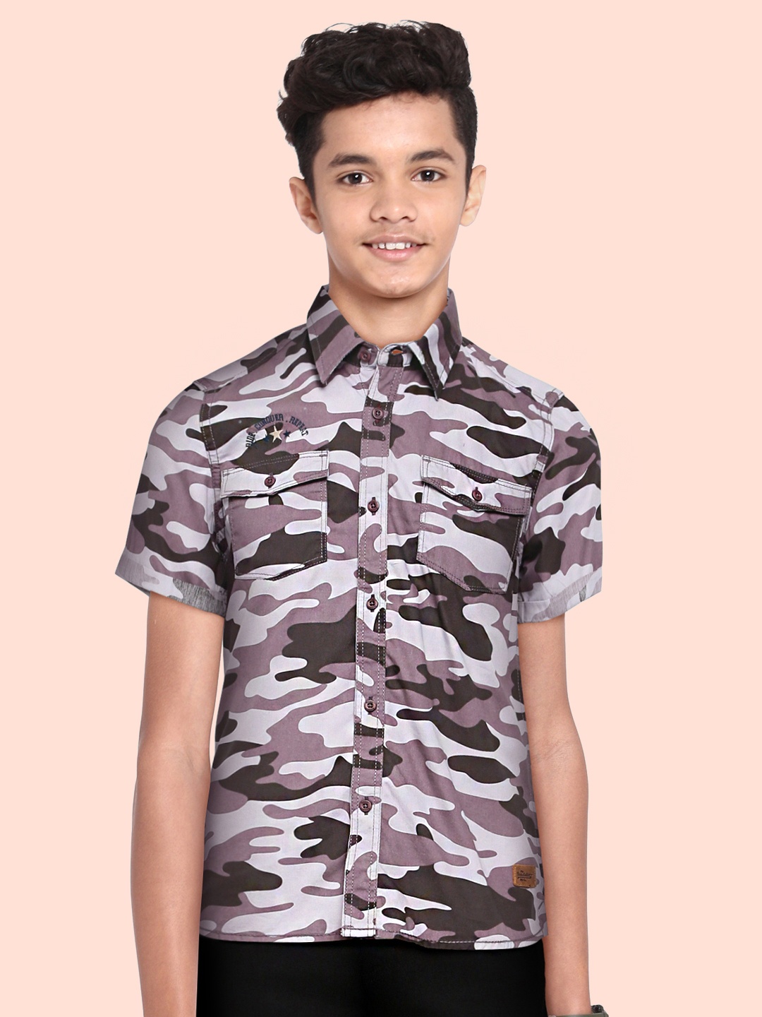 

UTH by Roadster Boys Violet Printed Casual Shirt