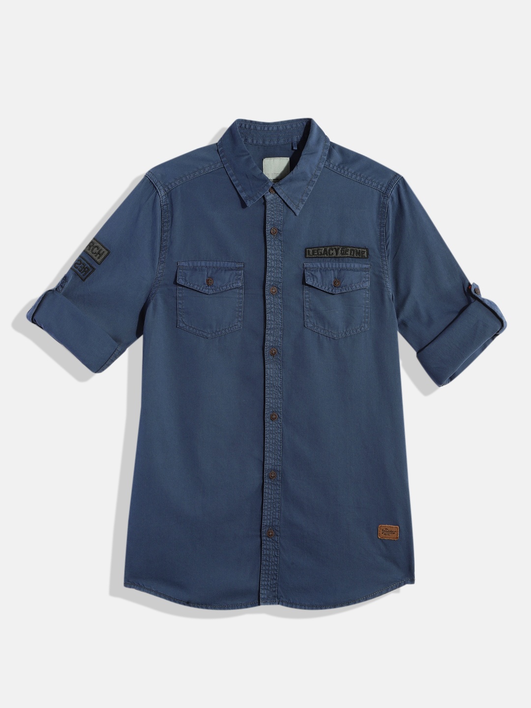 

UTH by Roadster Boys Solid Pure Cotton Casual Shirt, Blue