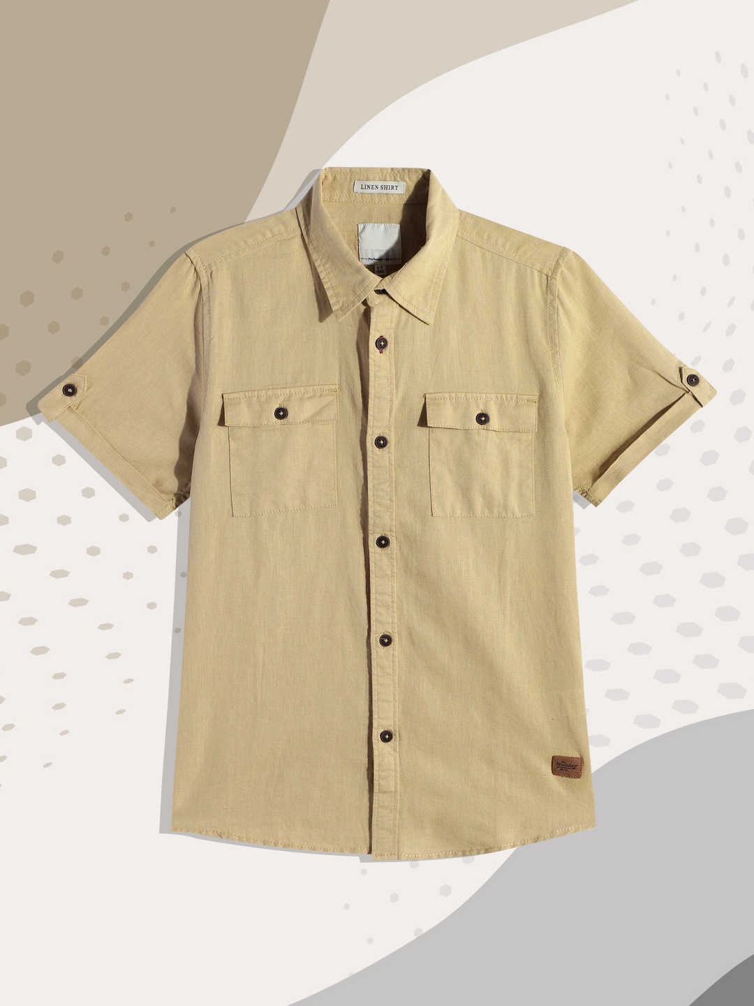 

UTH by Roadster Boys Khaki Brown SolidCasual Shirt