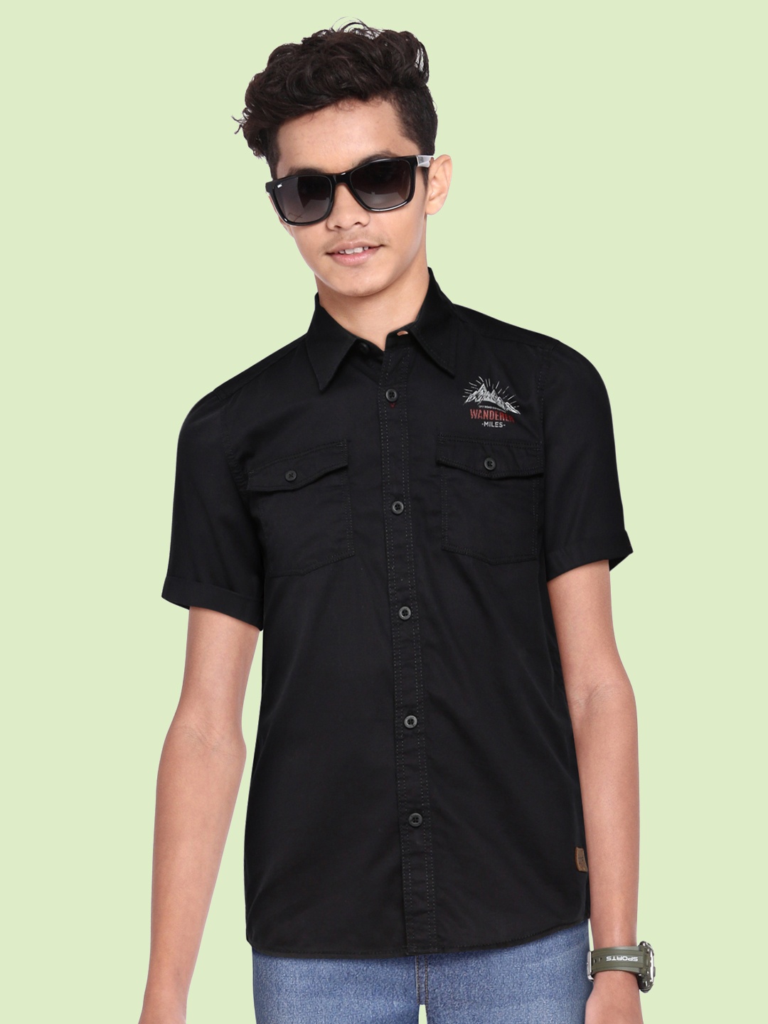 

UTH by Roadster Boys Black Printed Casual Shirt