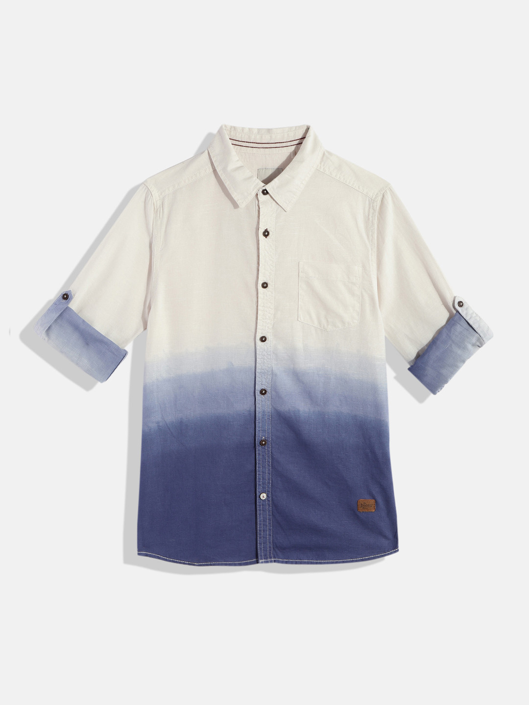 

UTH by Roadster Boys Off White & Blue Pure Cotton Casual Shirt