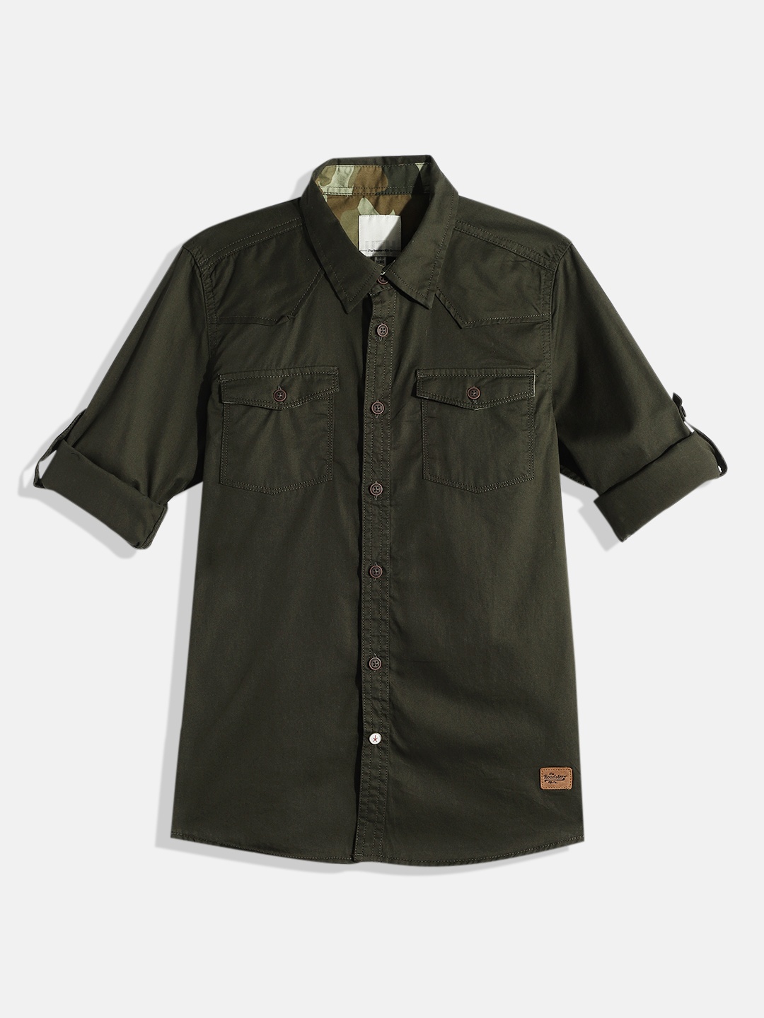 

UTH by Roadster Teenage Boys Green Casual Shirt