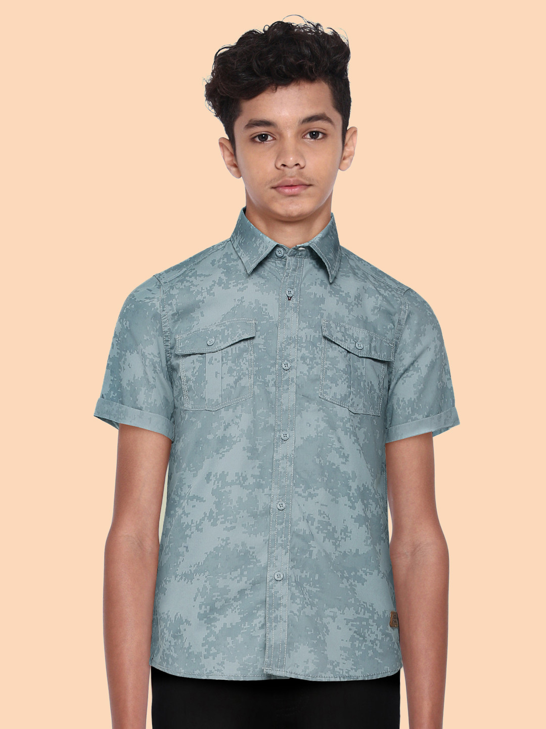 

UTH by Roadster Boys Blue Printed Pure Cotton Casual Shirt