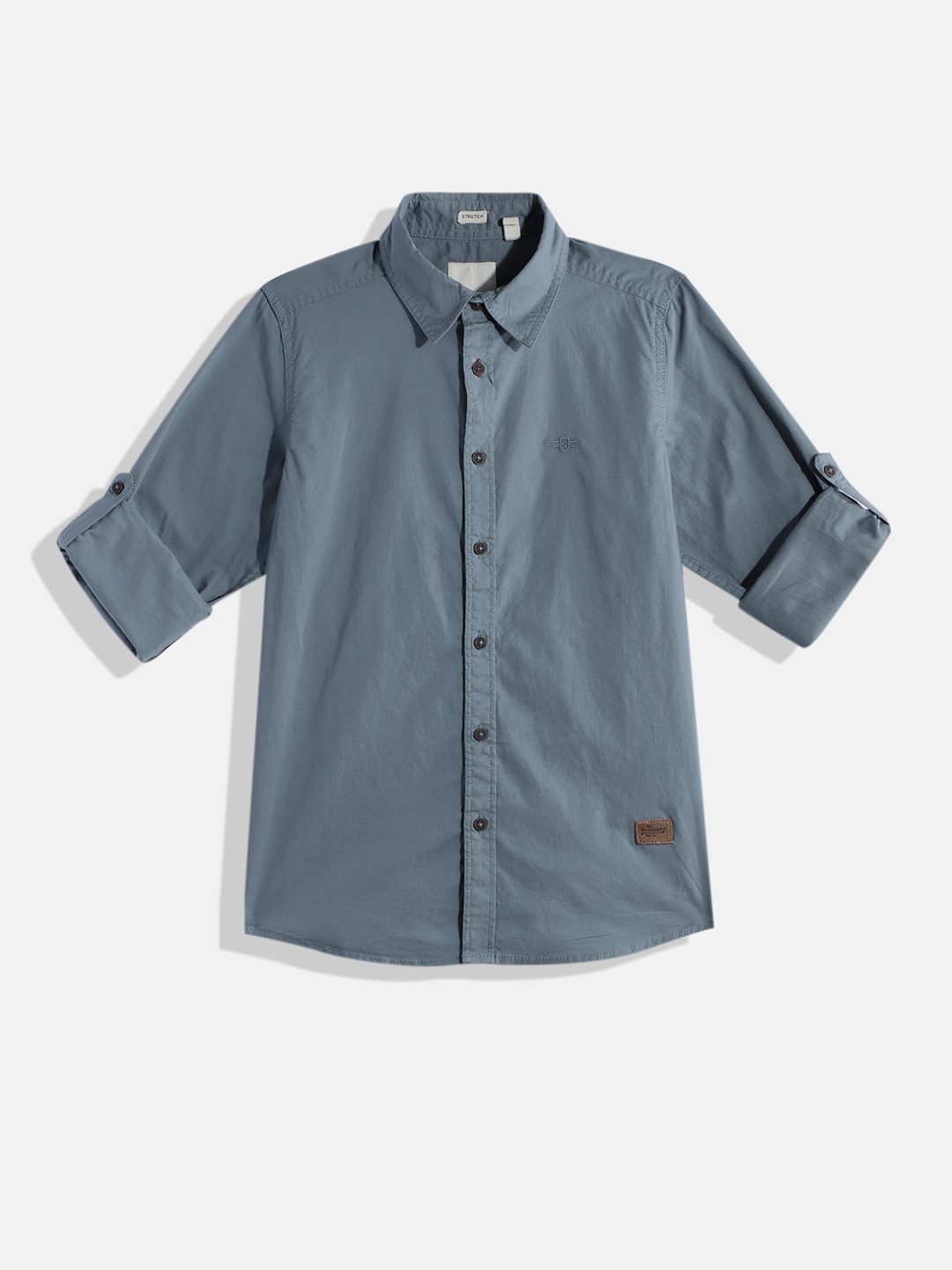 

UTH by Roadster Boys Slim Fit Solid Opaque Stretchable Casual Shirt, Blue