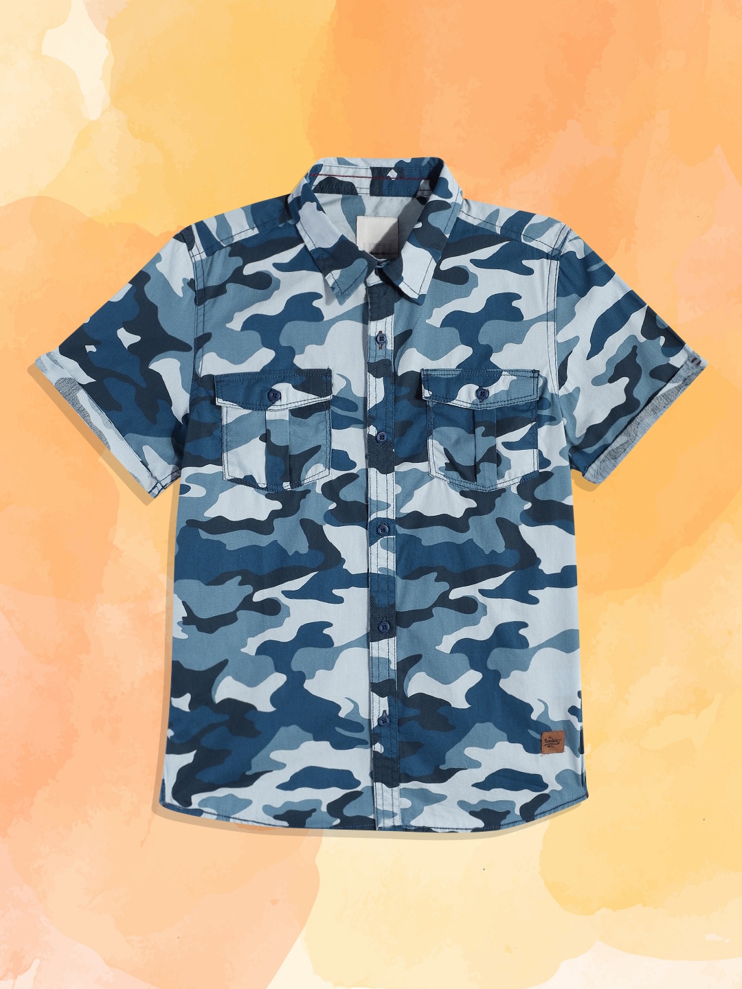 

UTH by Roadster Teen Boys Blue Printed Pure Cotton Casual Shirt