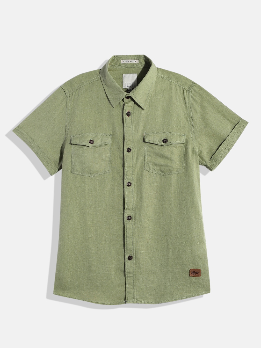 UTH by Roadster Teen Boys Green Solid Casual Shirt