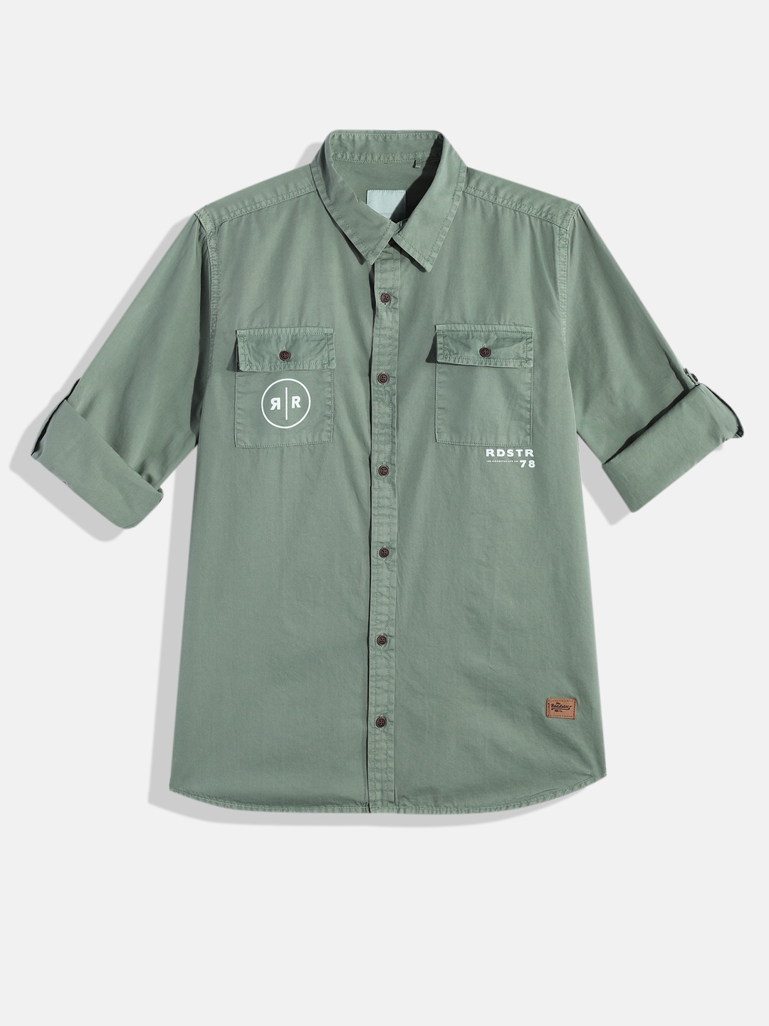 

UTH by Roadster Boys Green Solid Pure Cotton Casual Shirt