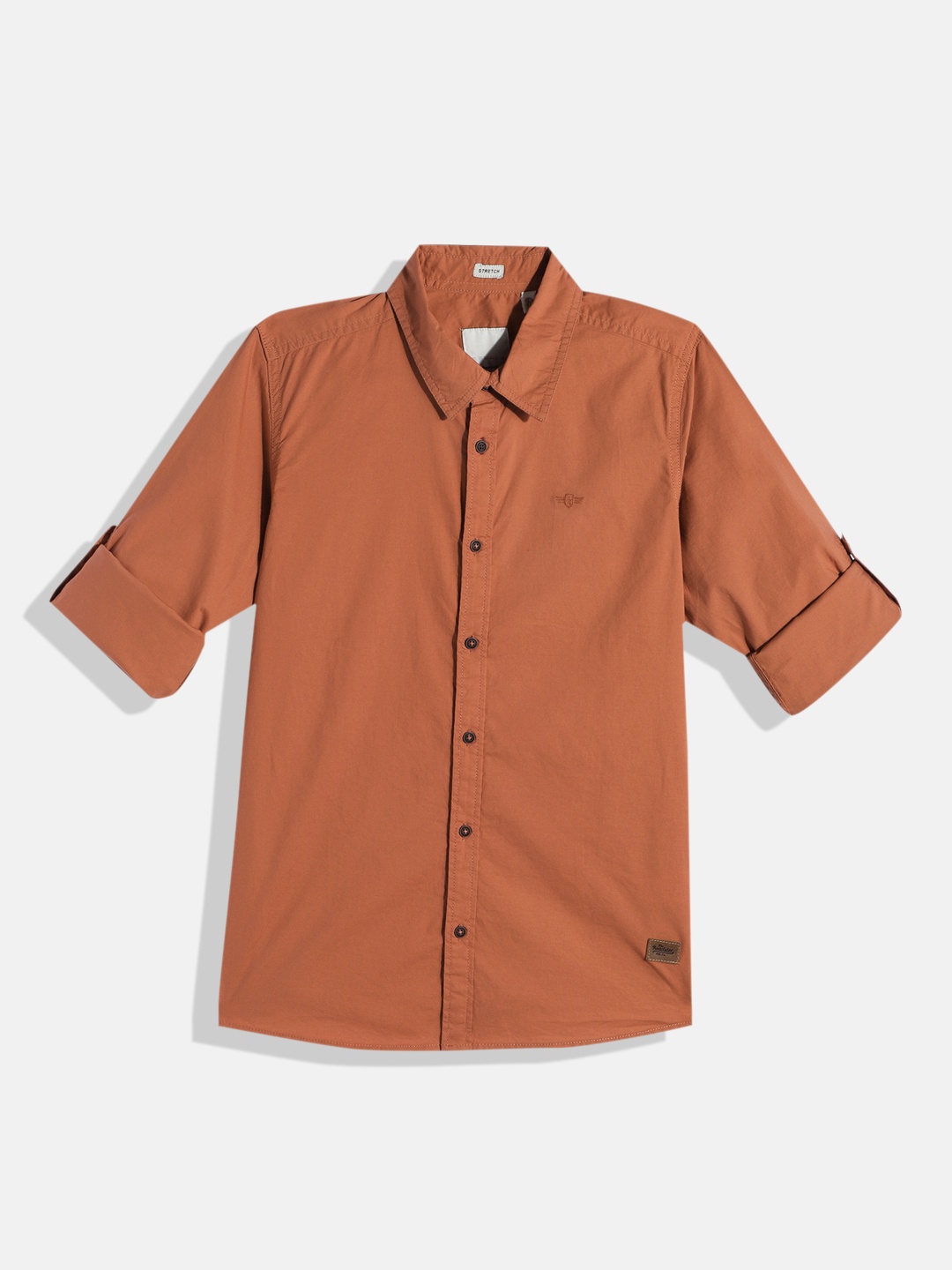 

UTH by Roadster Boys Slim Fit Solid Opaque Stretchable Casual Shirt, Rust