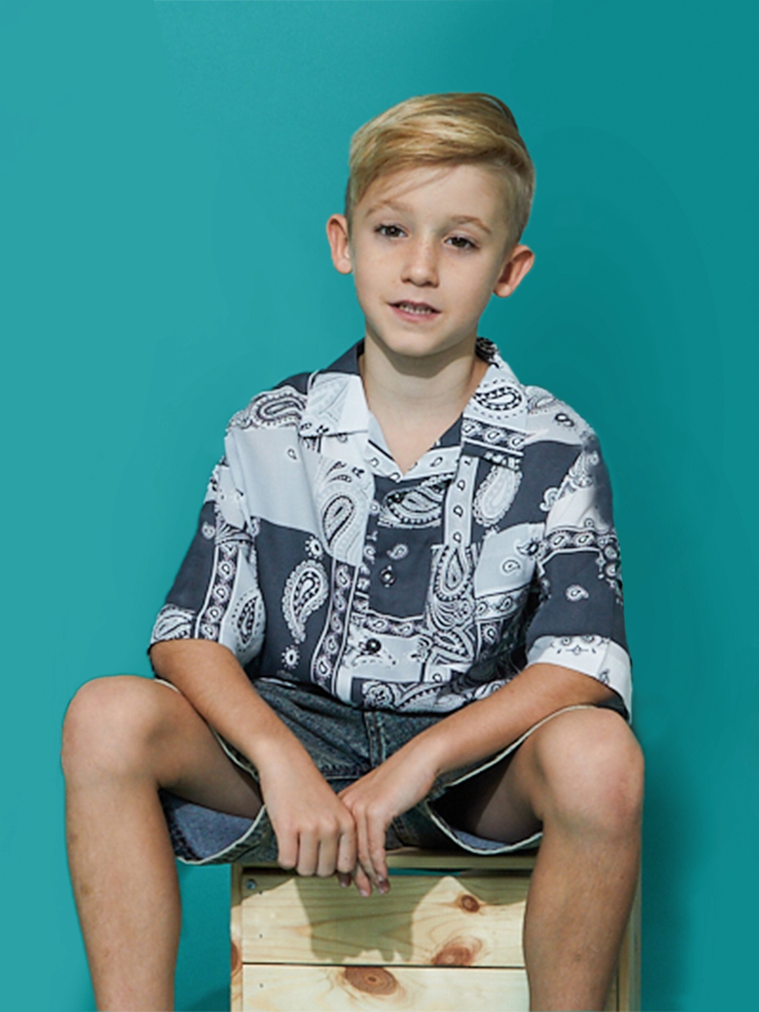 

Cherry Crumble Boys Grey Comfort Printed Casual Shirt