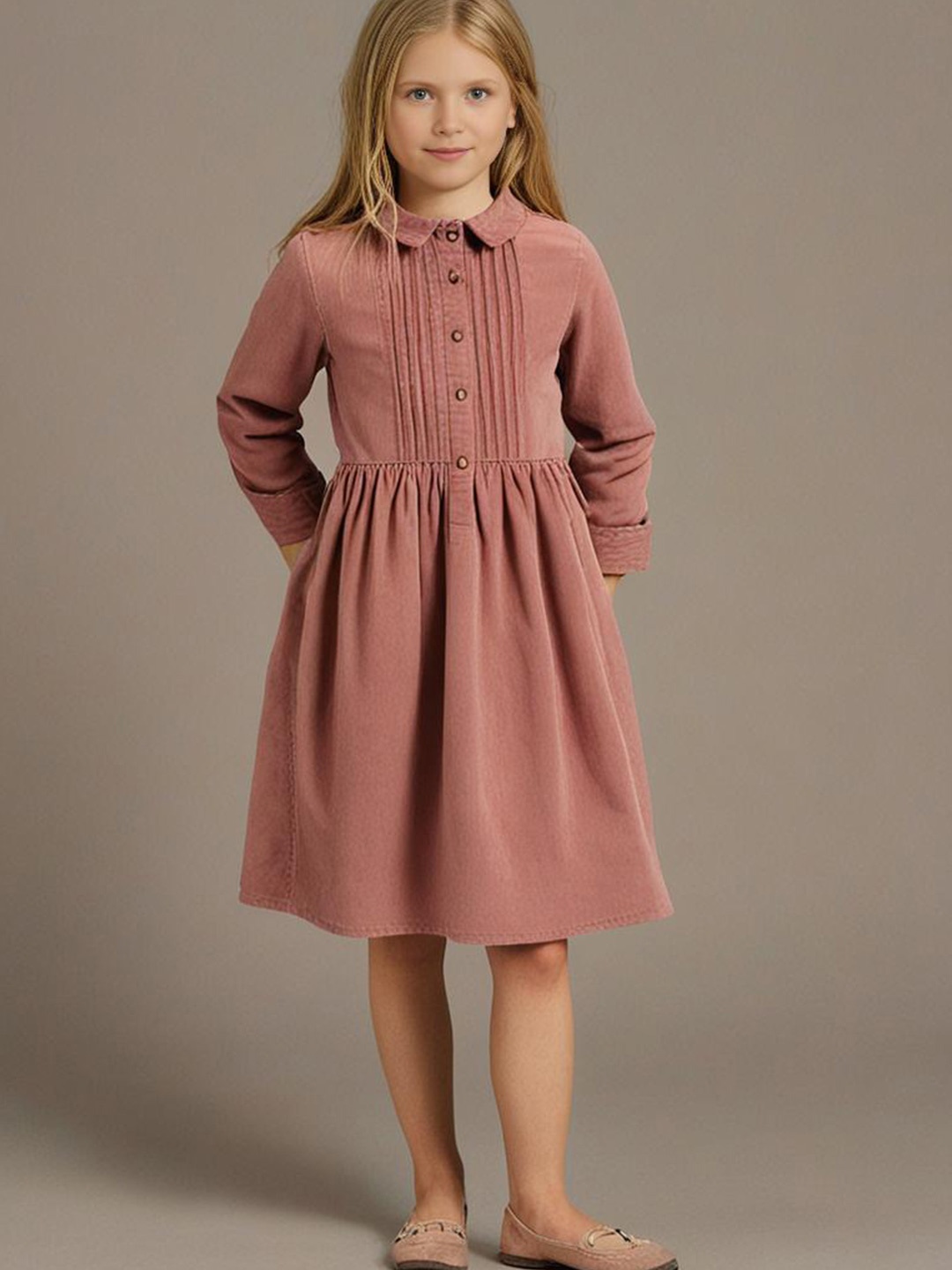 

Cherry Crumble Girls Pink Collared Moody Musk Dress