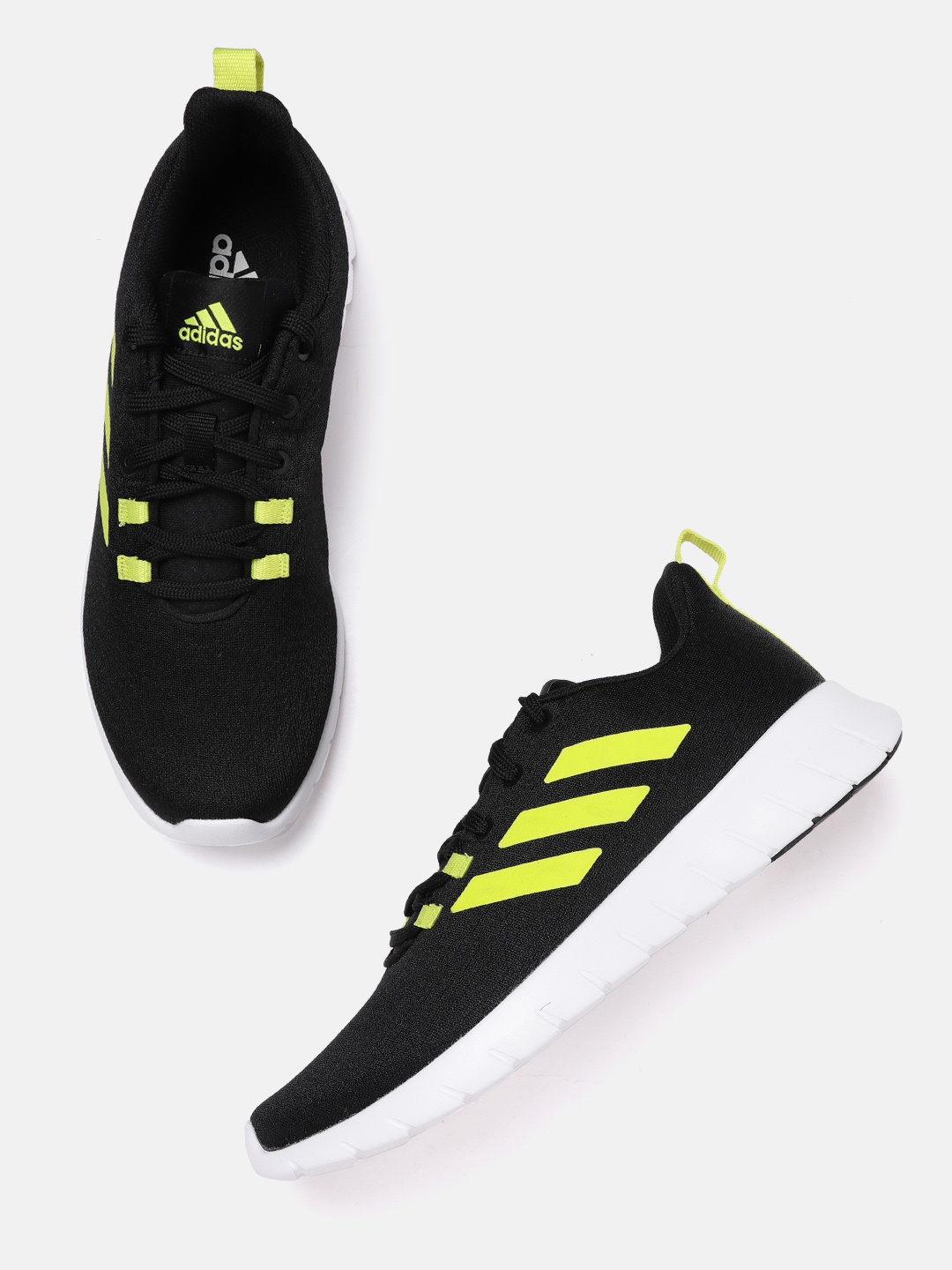 

ADIDAS Men Black & Yellow Woven Design Adi Zoom Running Shoes