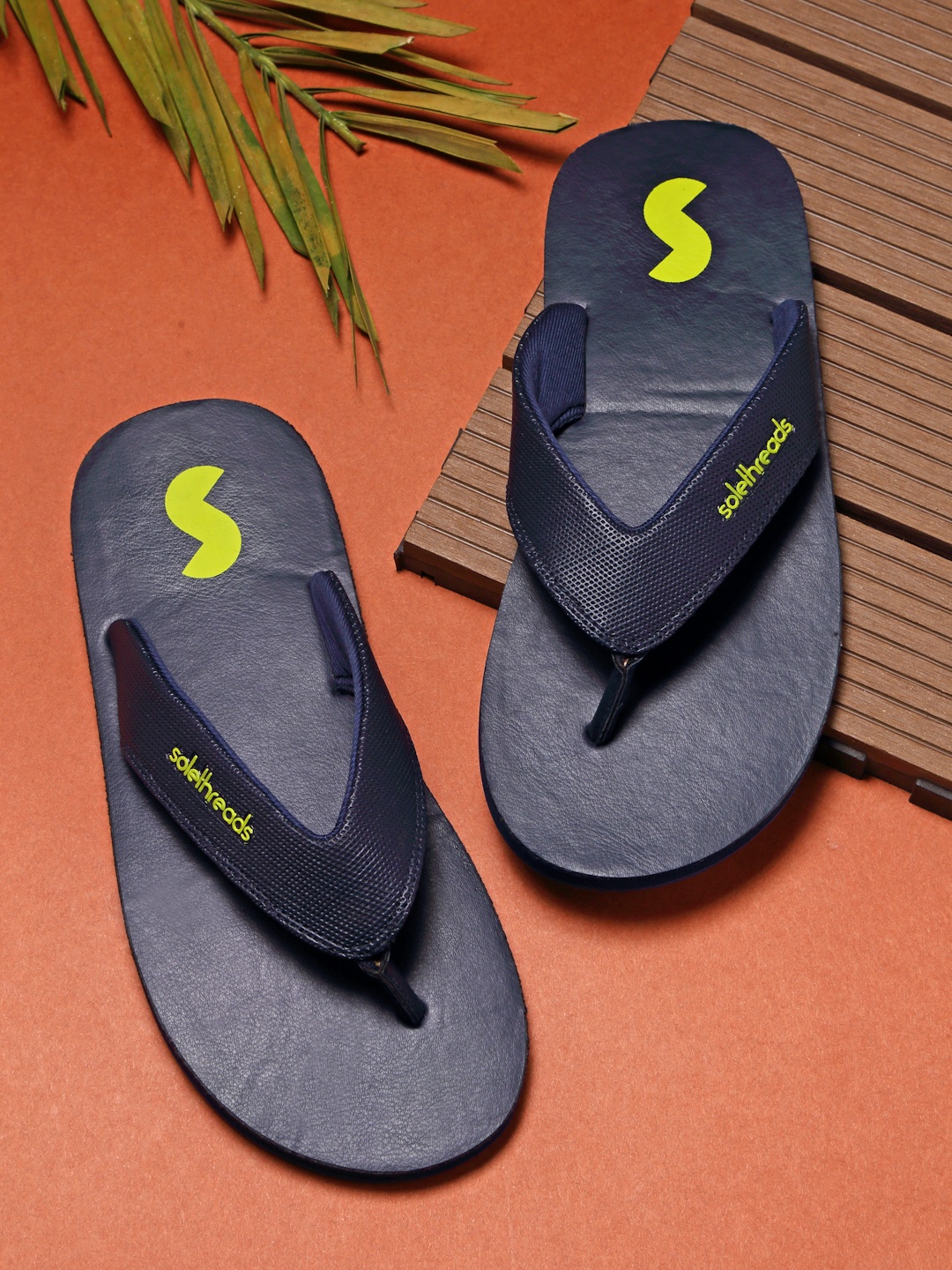 

Solethreads Men Navy Blue & Yellow Thong Flip-Flops