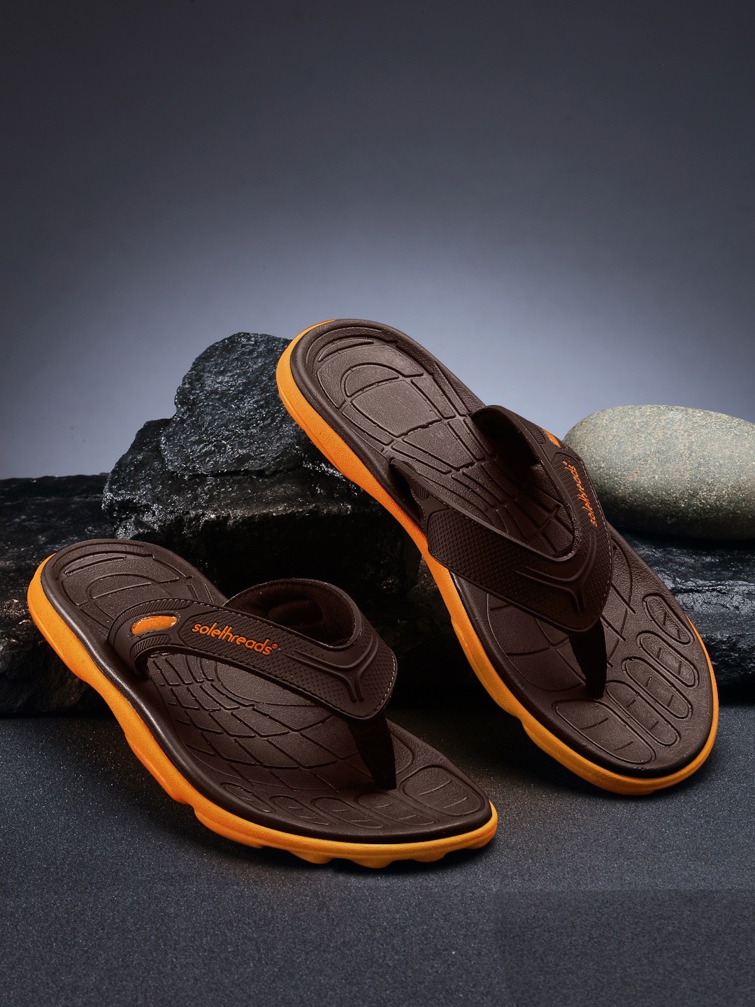 

Solethreads Men Brown & Orange Thong Flip-Flops