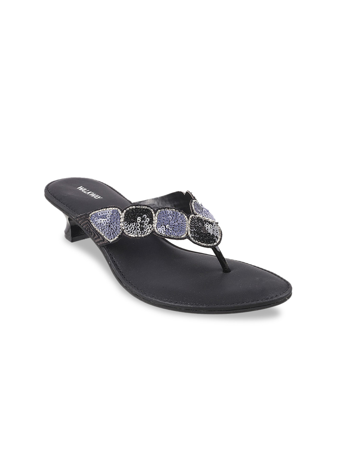 

WALKWAY by Metro Black Embellished Kitten Sandals