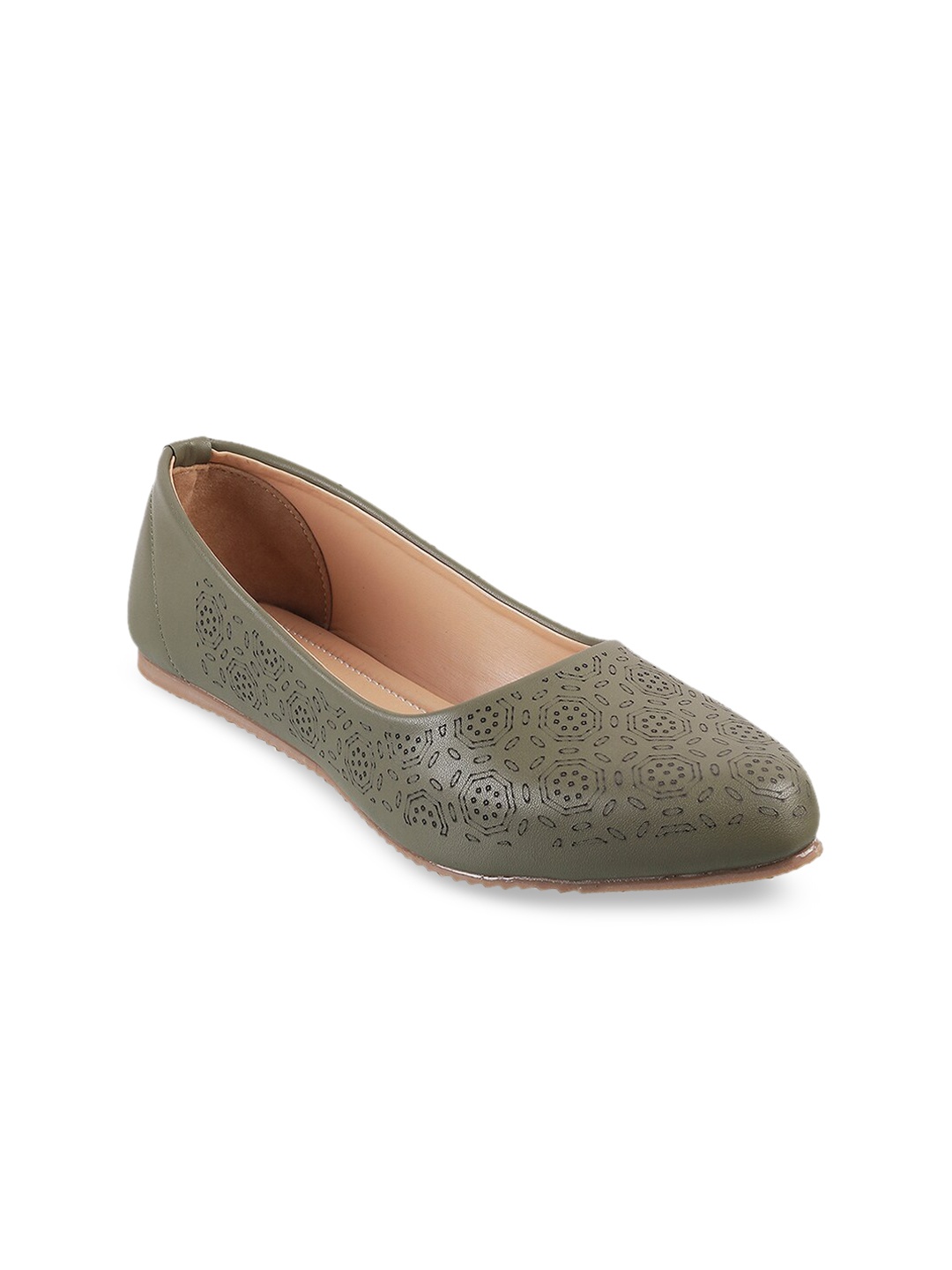 

WALKWAY by Metro Women Green Embellished Ballerinas Flats