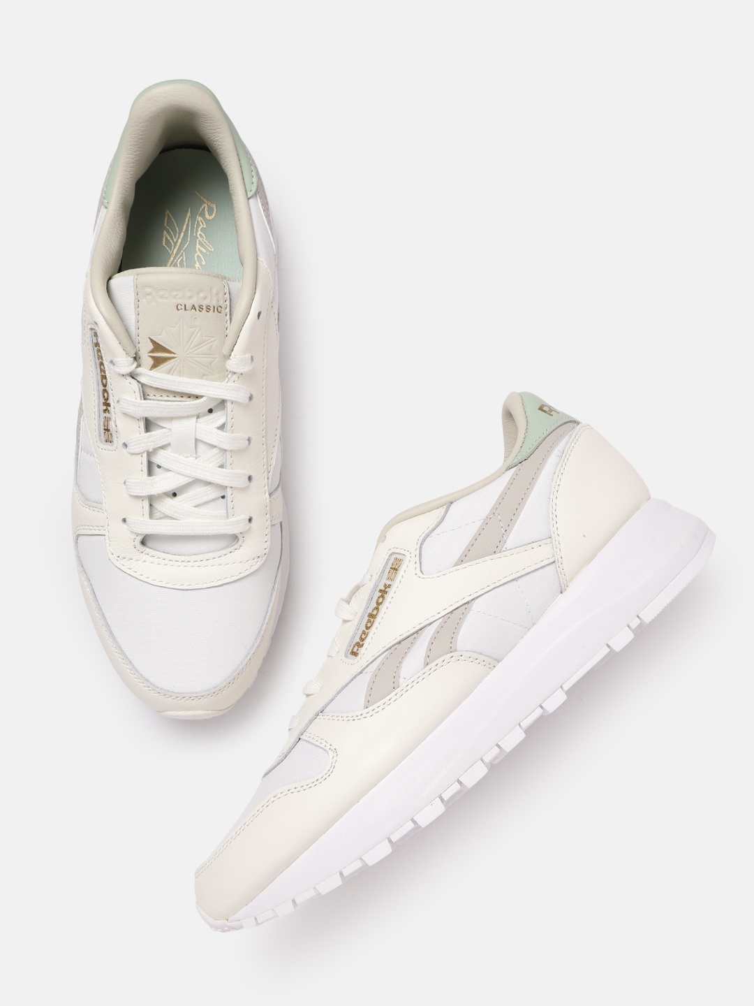 

Reebok Classic Women White & Grey Colourblocked CL Leather SP Sneakers Excluding Trims