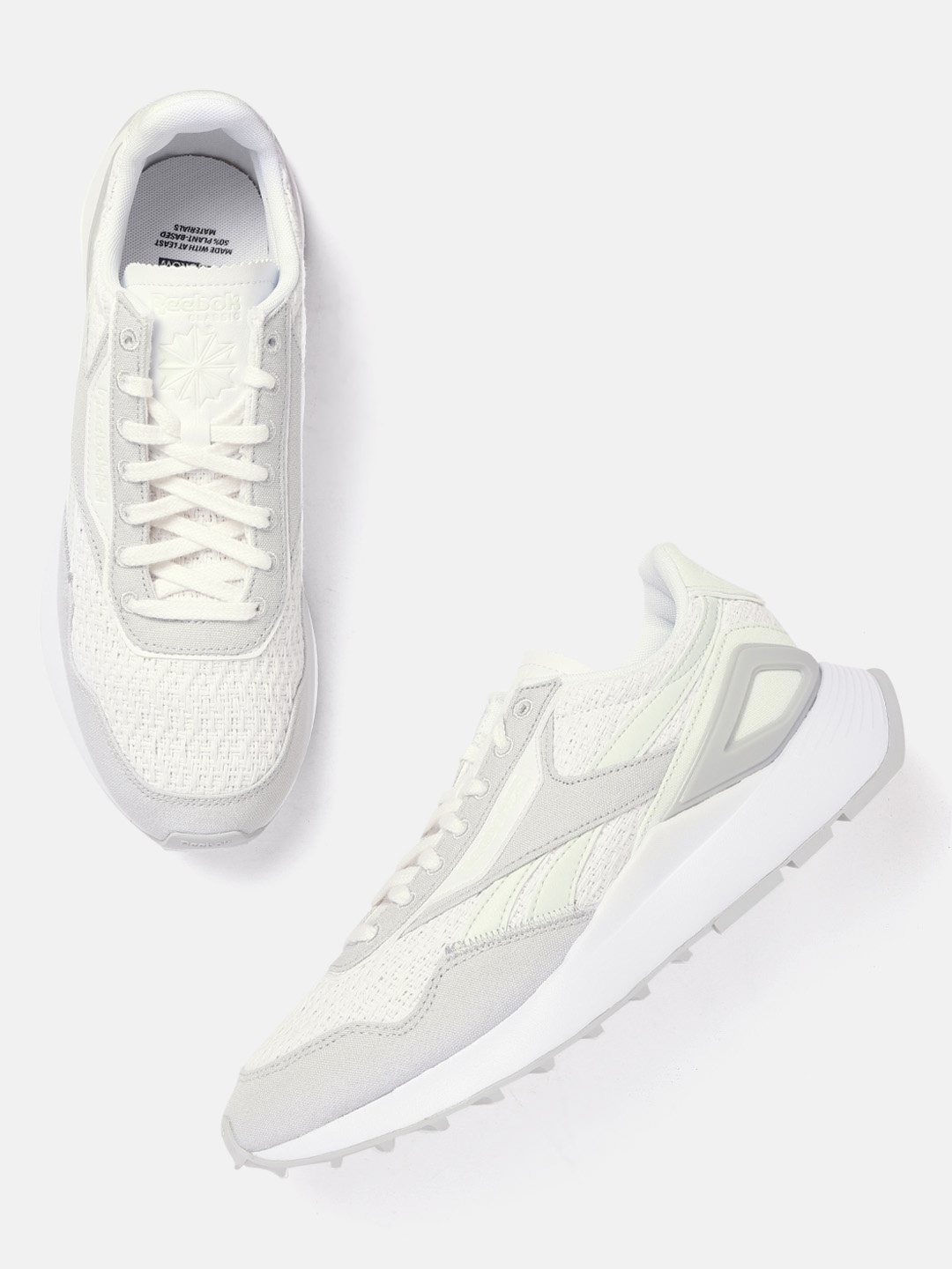 

Reebok Classic Unisex Off-White Woven Design Leather Legacy AZ Grow Sneakers