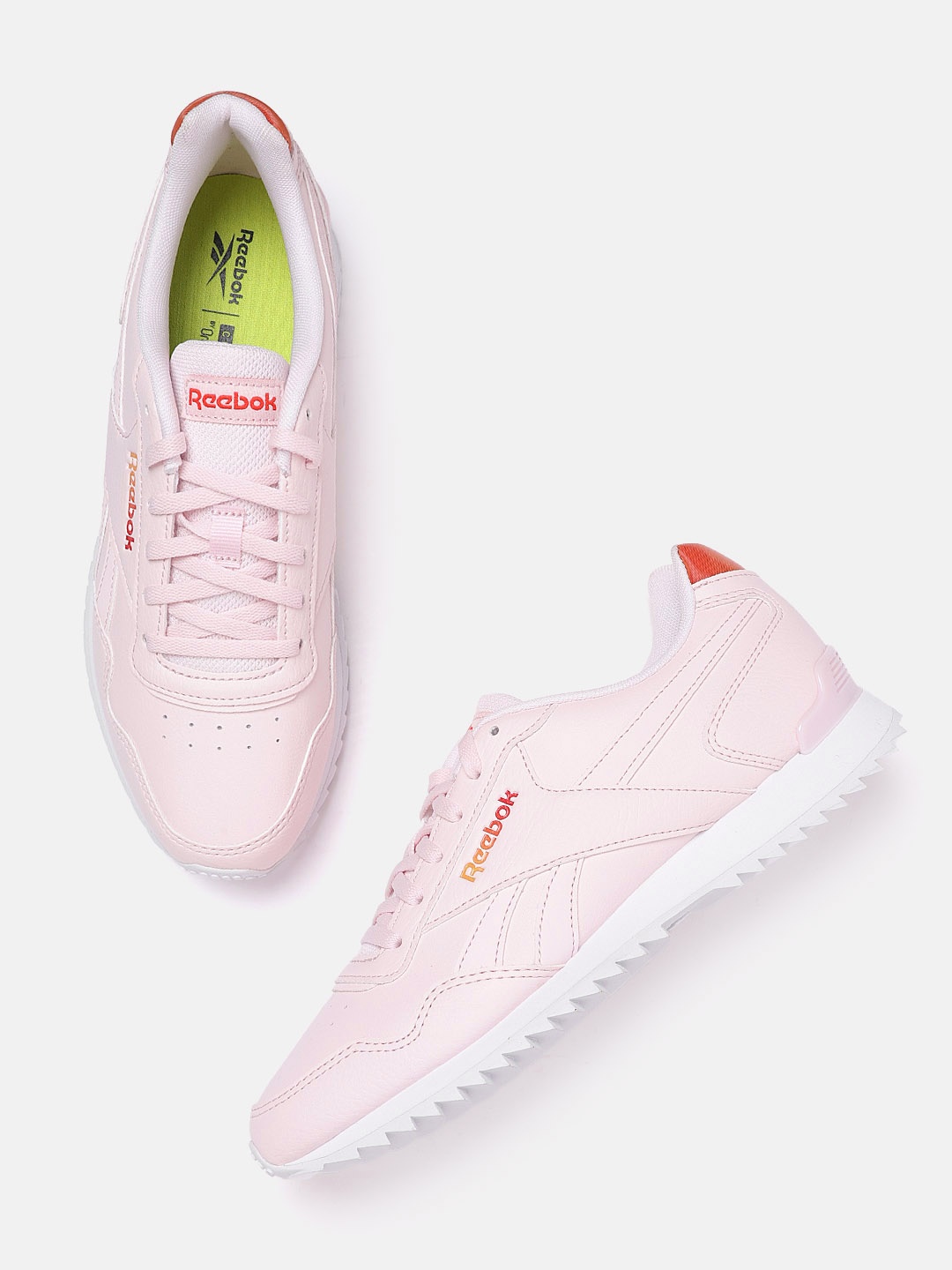 

Reebok Classic Women Pink & White Perforated Ortholite Royal Glide Ripple Clip Sneakers