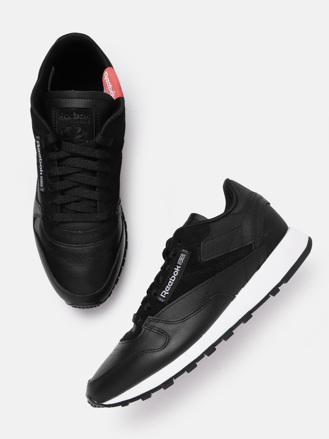 

Reebok Classic Unisex Black Solid Leather Sneakers