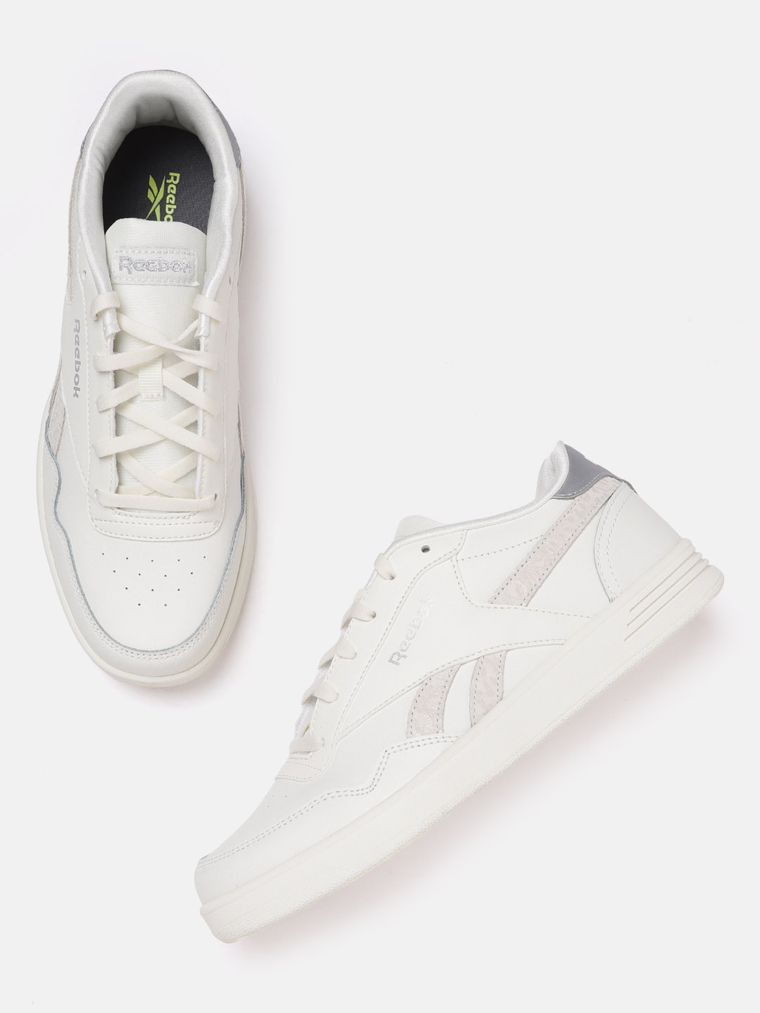 

Reebok Classic Women Off-White & Silver Perforated Royal Techque T Newlace Sneakers
