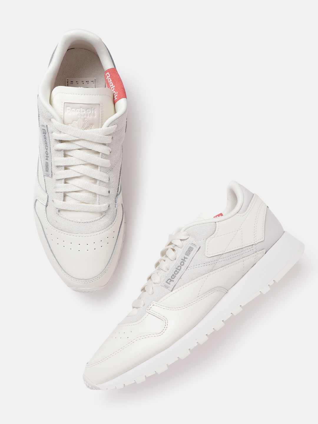 

Reebok Classic Unisex Off-White & Grey Perforated Sneakers