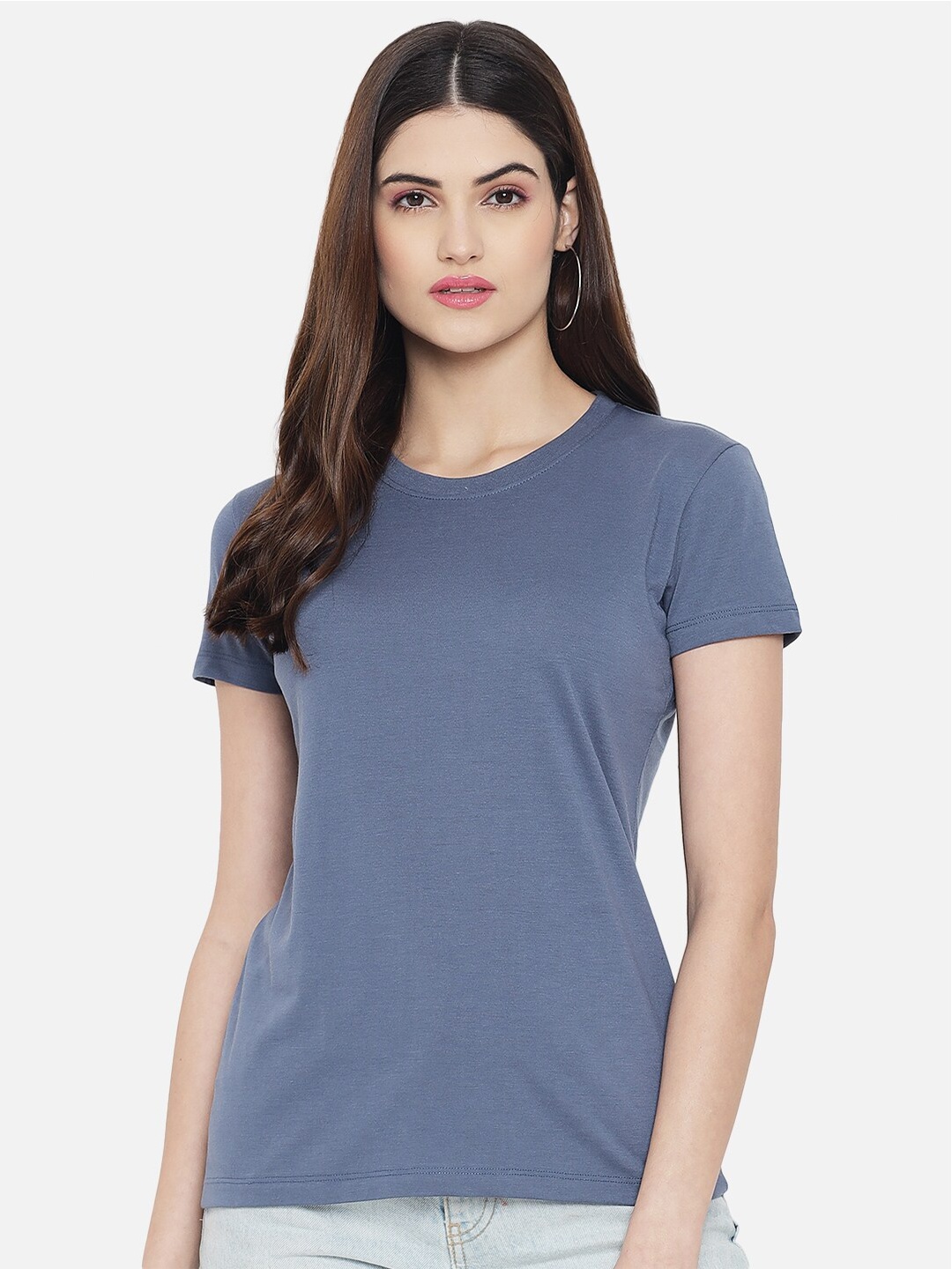 

Plagg Women Blue & hushed violet Pockets T-shirt