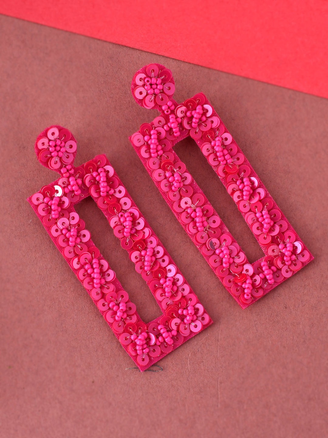 

Shoshaa Magenta Contemporary Drop Earrings