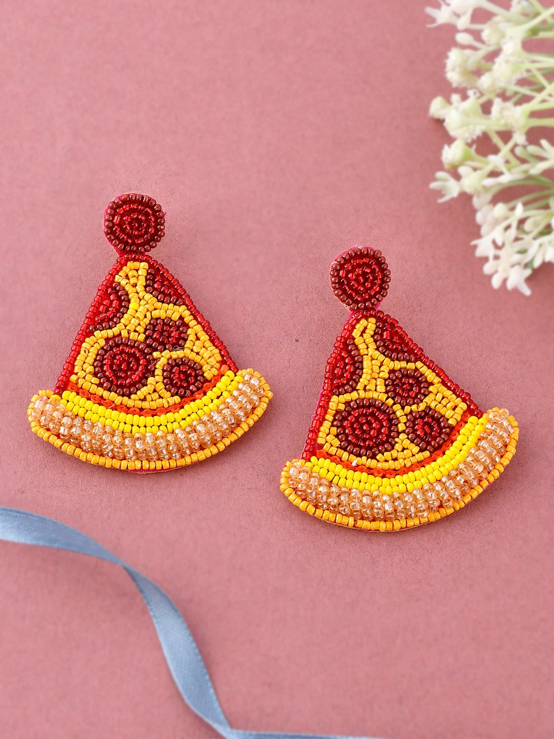 

Shoshaa Maroon Triangular Drop Earrings