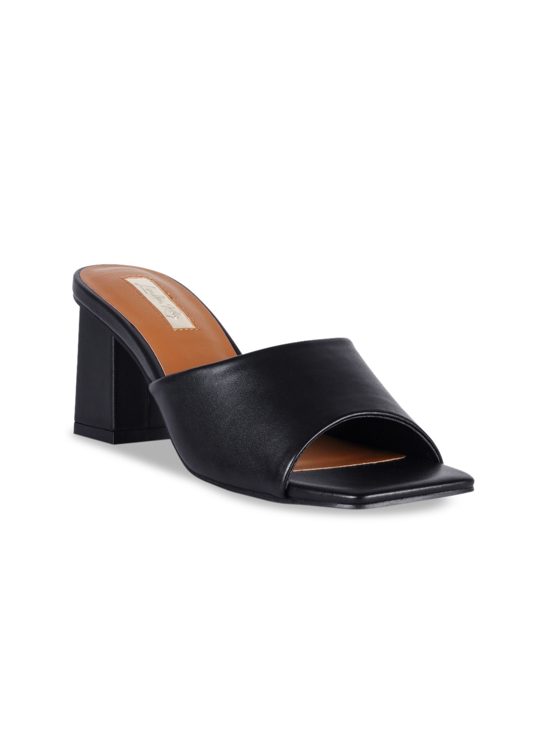 

London Rag Black Solid Party Block Heel Sandals