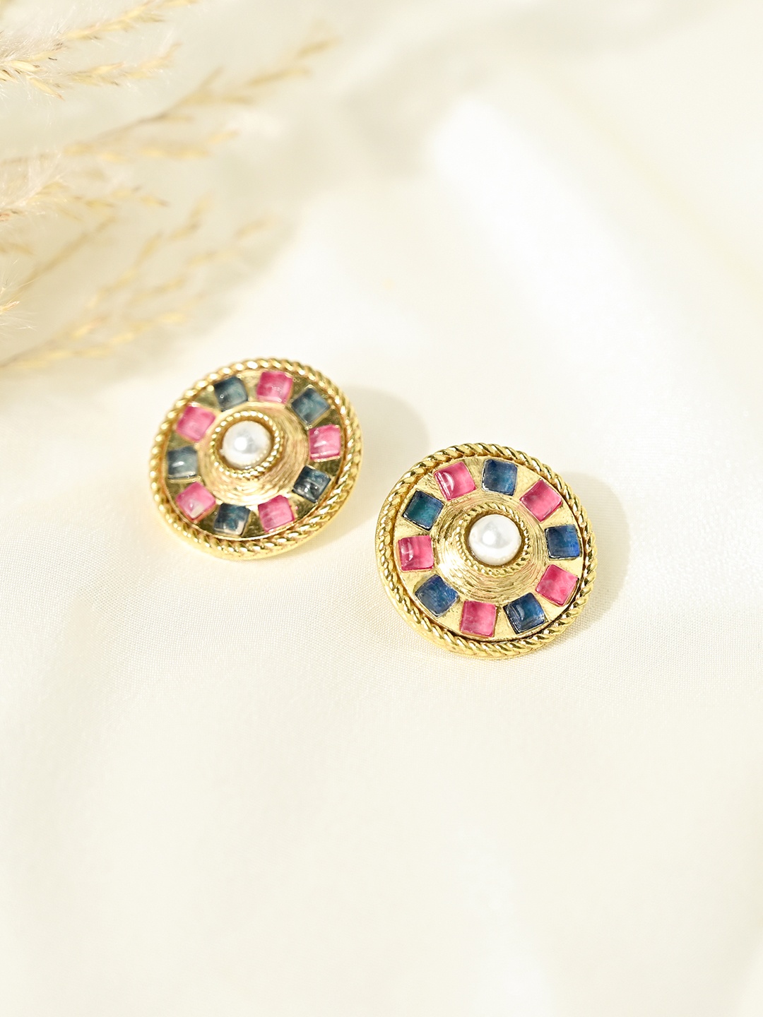 

March by FableStreet 18K Gold Plated Pink & Blue Statement Pearl Studs