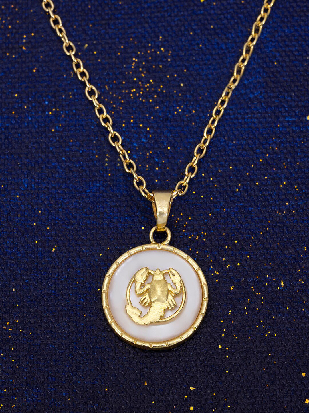 

March by FableStreet 18K Gold-Plated Mother of Pearl Scorpio Zodiac Necklace