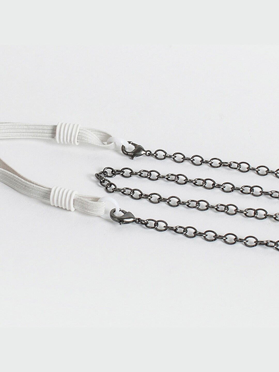 

March by FableStreet Grey Brass Rhodium-Plated Mask Chain