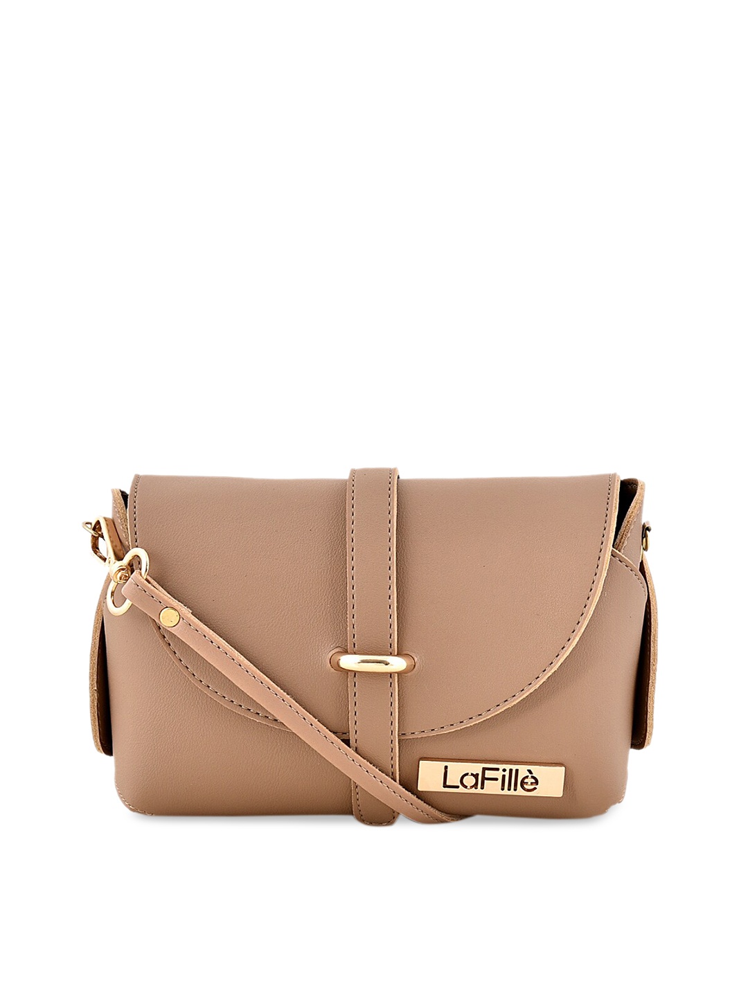 

LaFille Beige Colourblocked PU Structured Hobo Bag