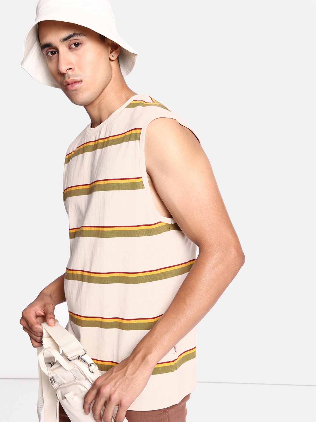 

The Roadster Lifestyle Co. Striped Pure Cotton T-shirt, Off white