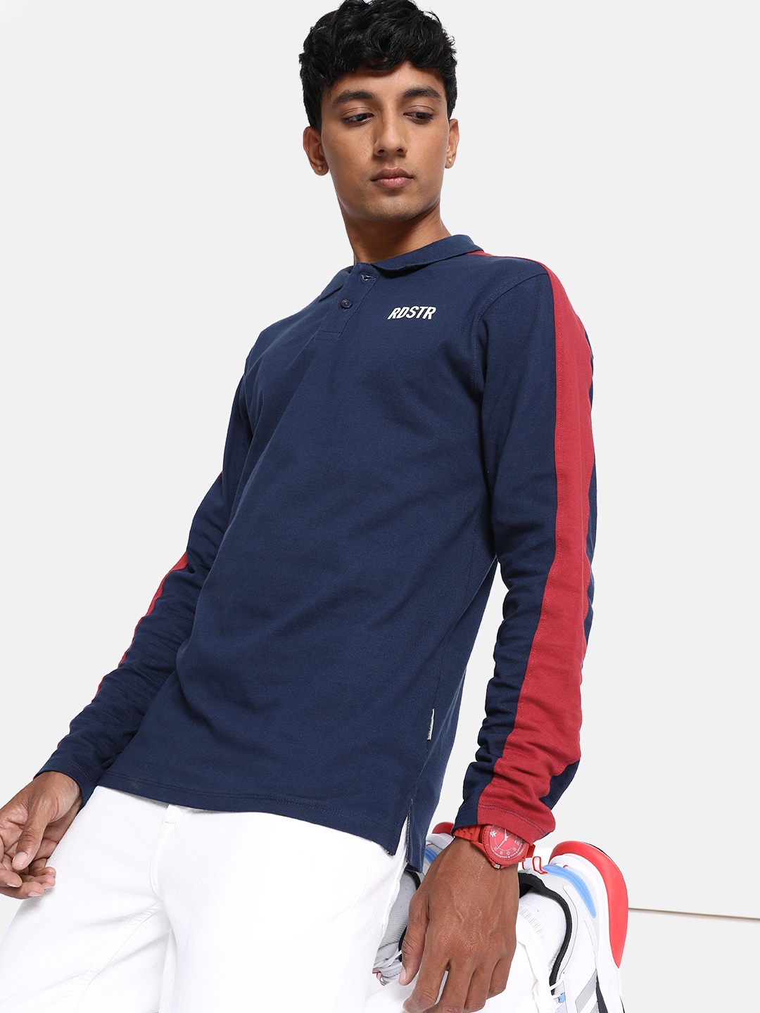 

The Roadster Lifestyle Co. Polo Collar Pure Cotton T-shirt, Navy blue