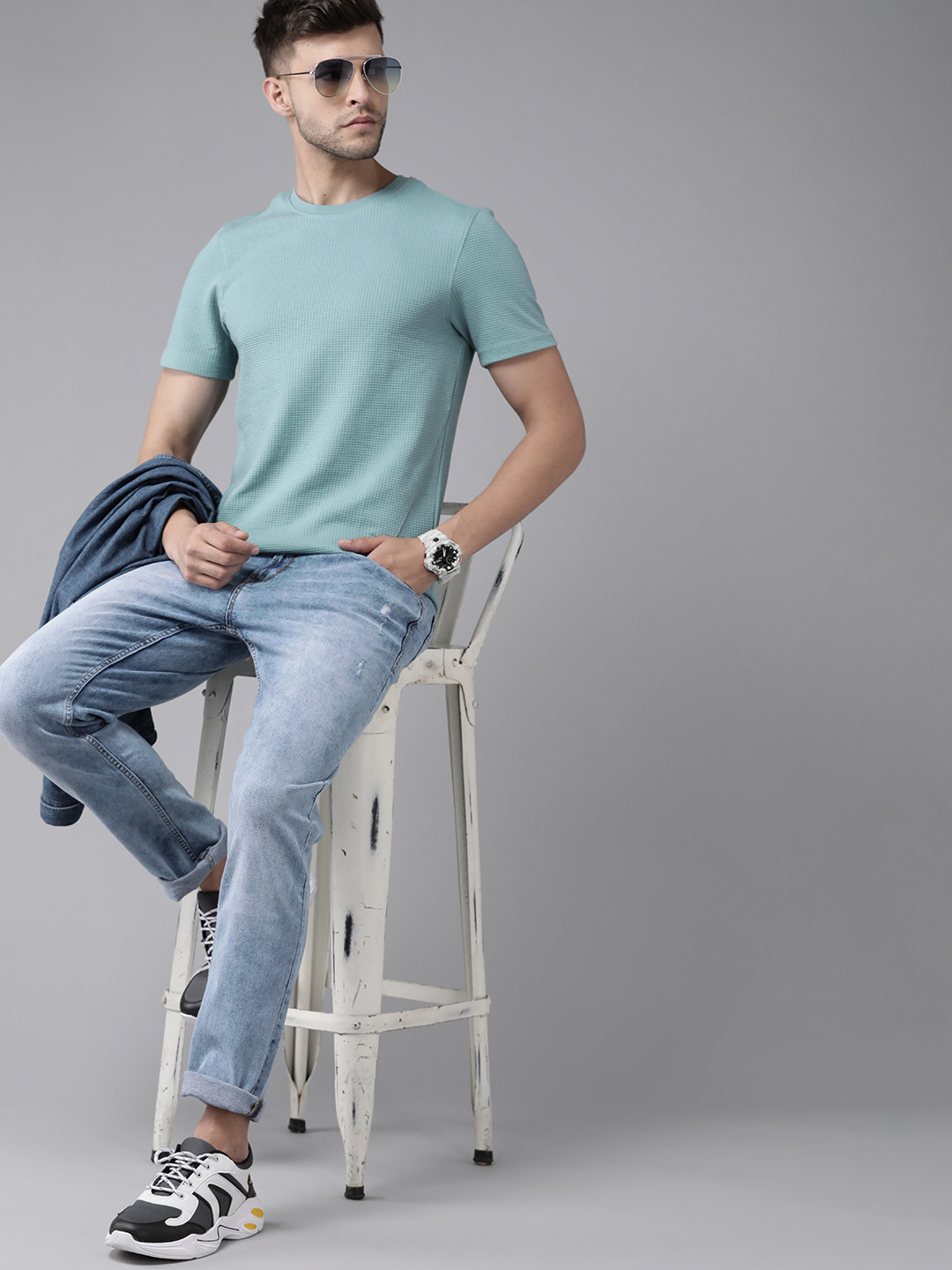 

Roadster Men Sea Green T-shirt