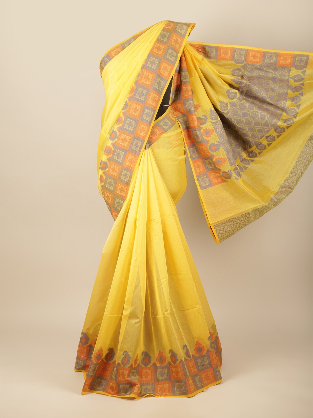 

Pothys Yellow & Orange Woven Design Saree