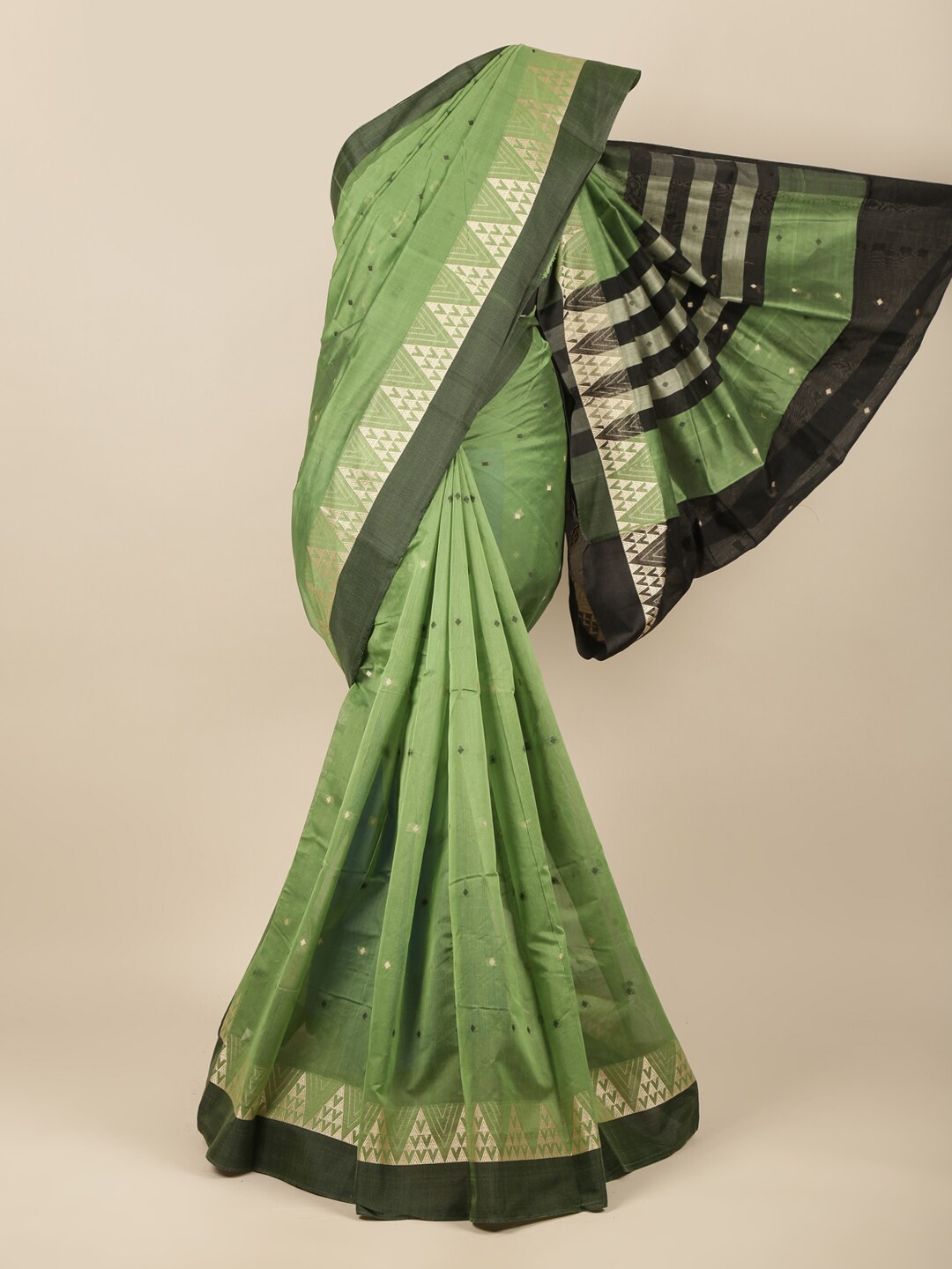 

Pothys Green & Black Woven Design Zari Saree