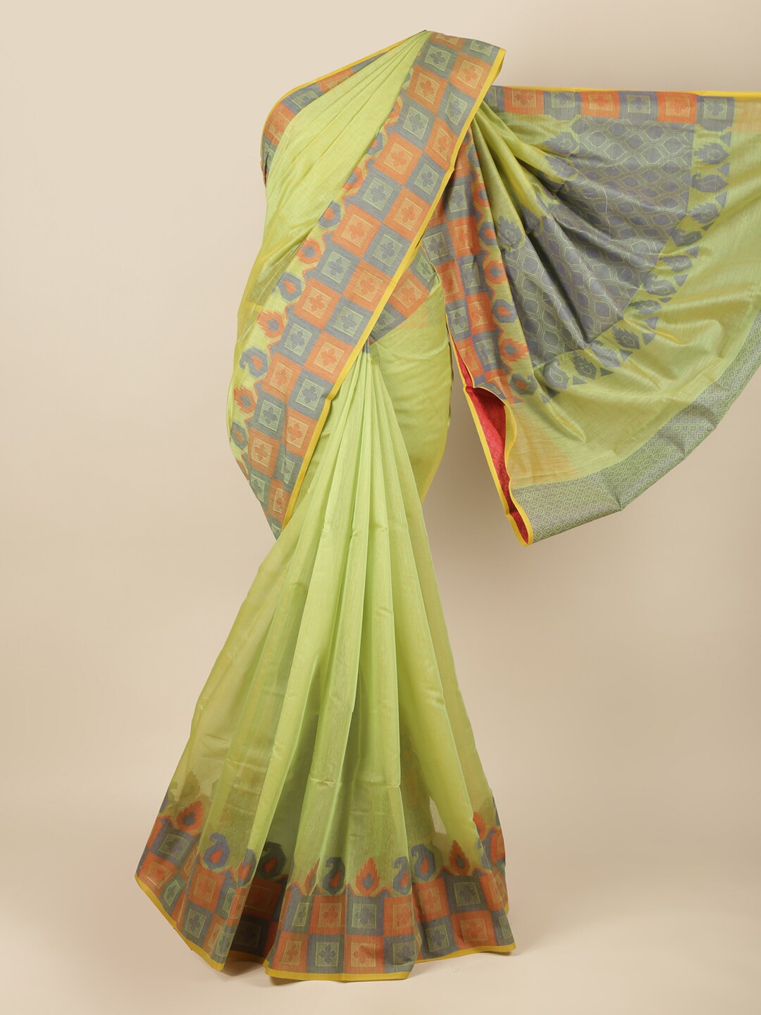 

Pothys Green & Blue Ethnic Motifs Saree