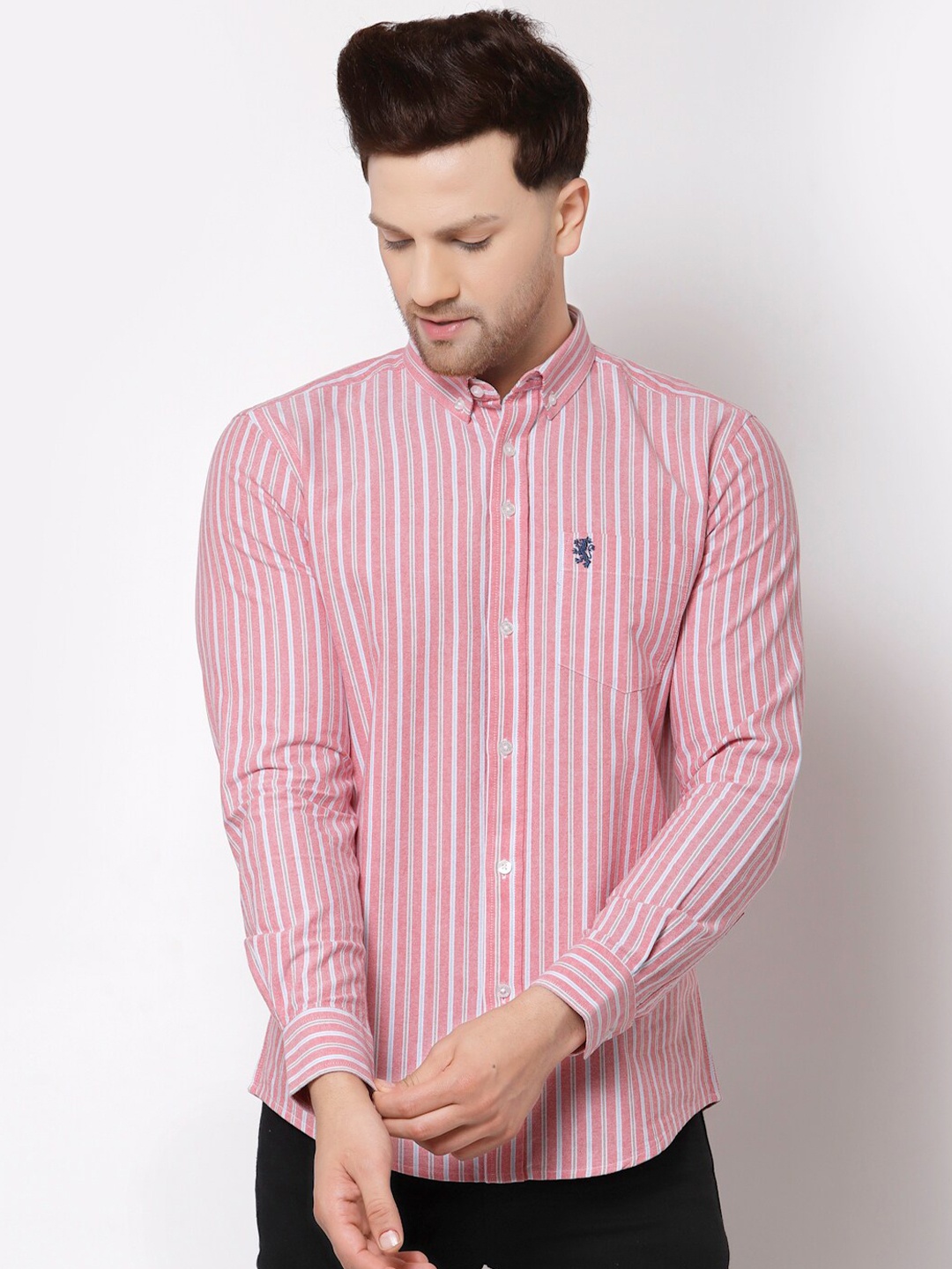 

Red Tape Men Pink Vertical Striped Pure Cotton Casual Shirt