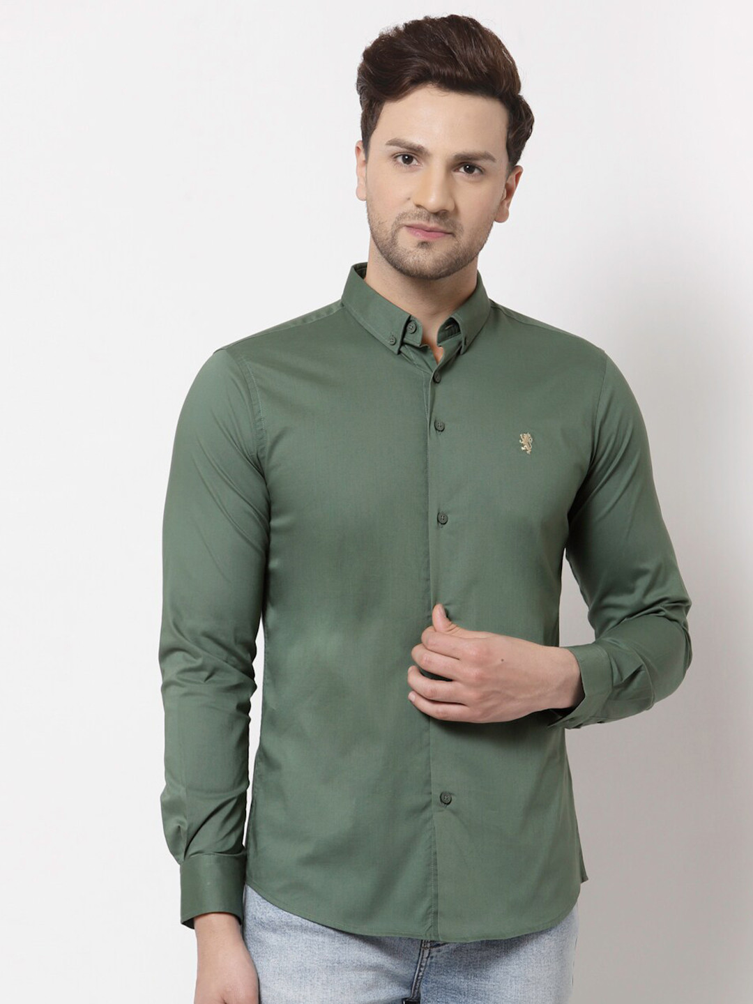 

Red Tape Men Olive Green Pure Cotton Casual Shirt