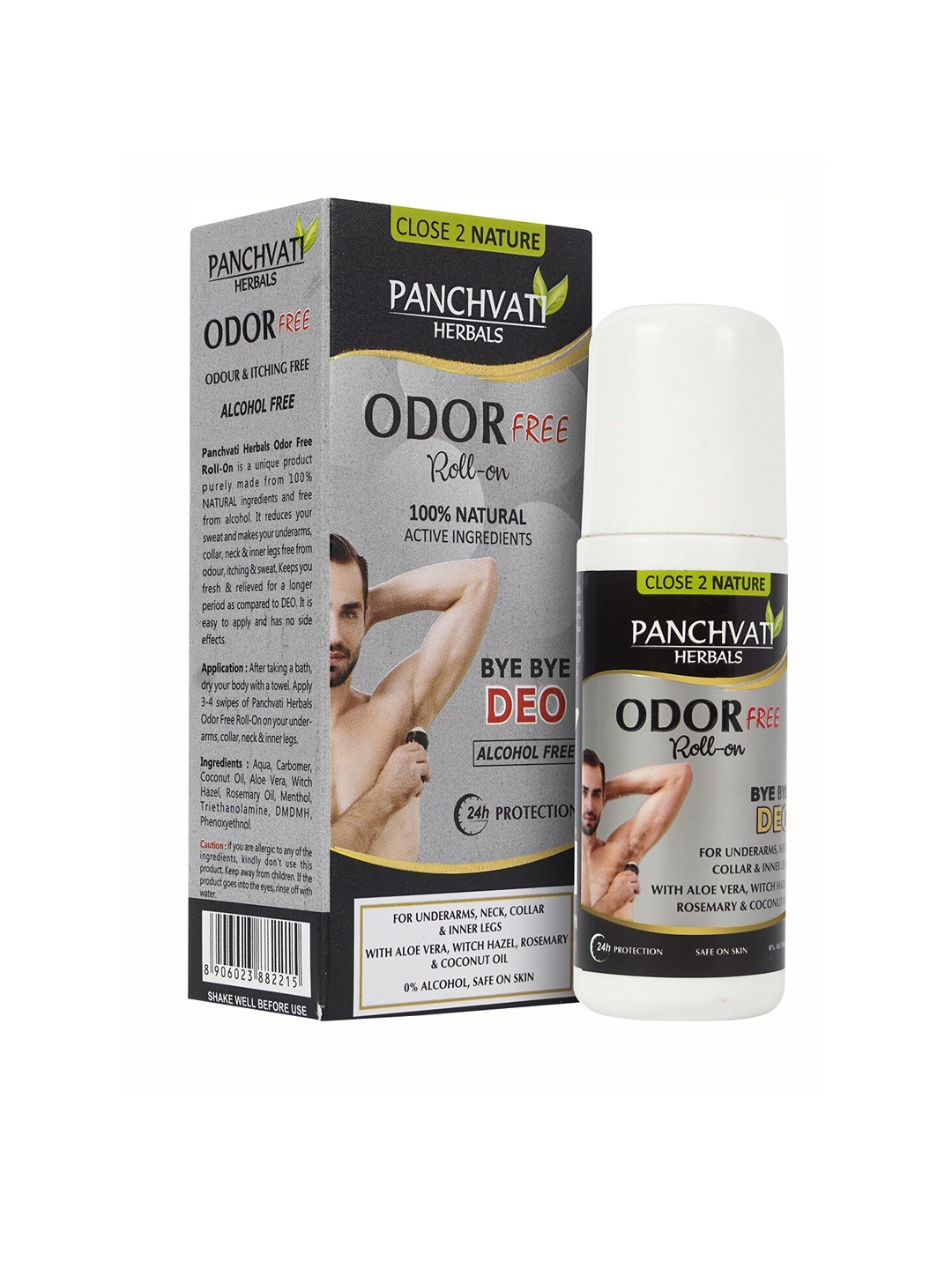 

PANCHVATI HERBALS Set of 3 Odor Free Roll On 250 ml each, Grey
