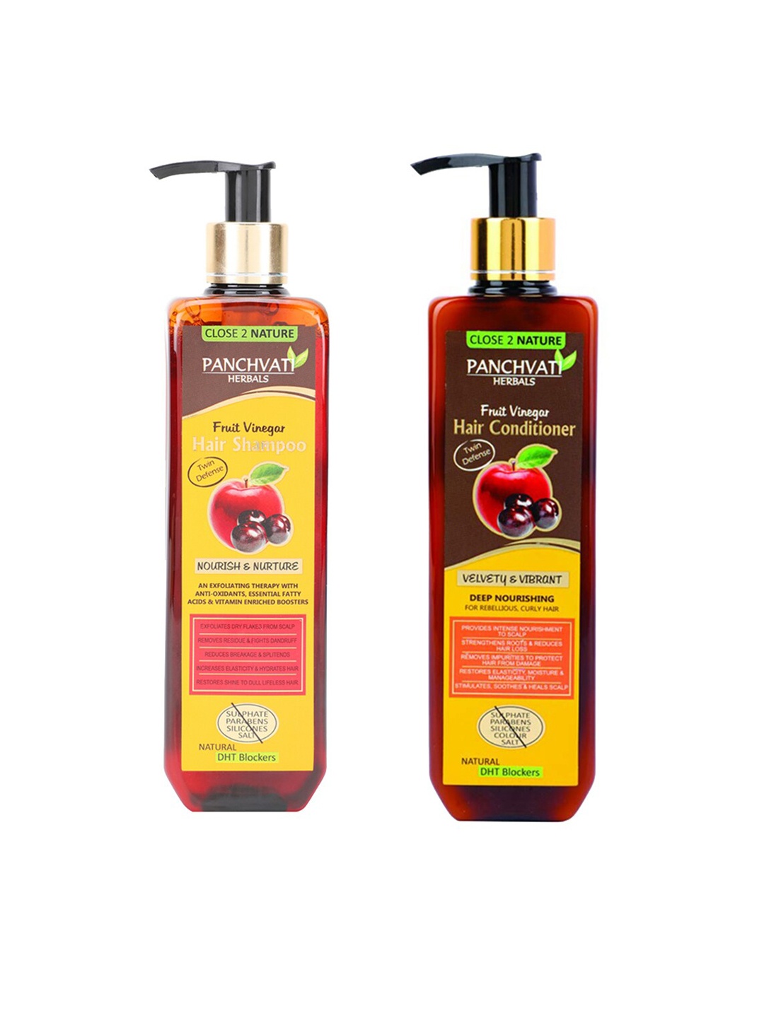 

PANCHVATI HERBALS Set of Fruit Vinegar Shampoo & Conditioner 300 ml, Red