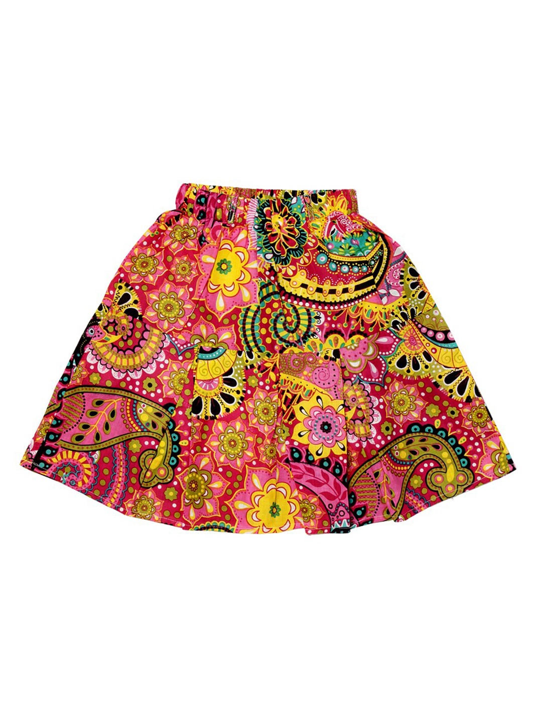 

Fashionable Girls Pink & Red Printed A-Line Pure Cotton Skirt