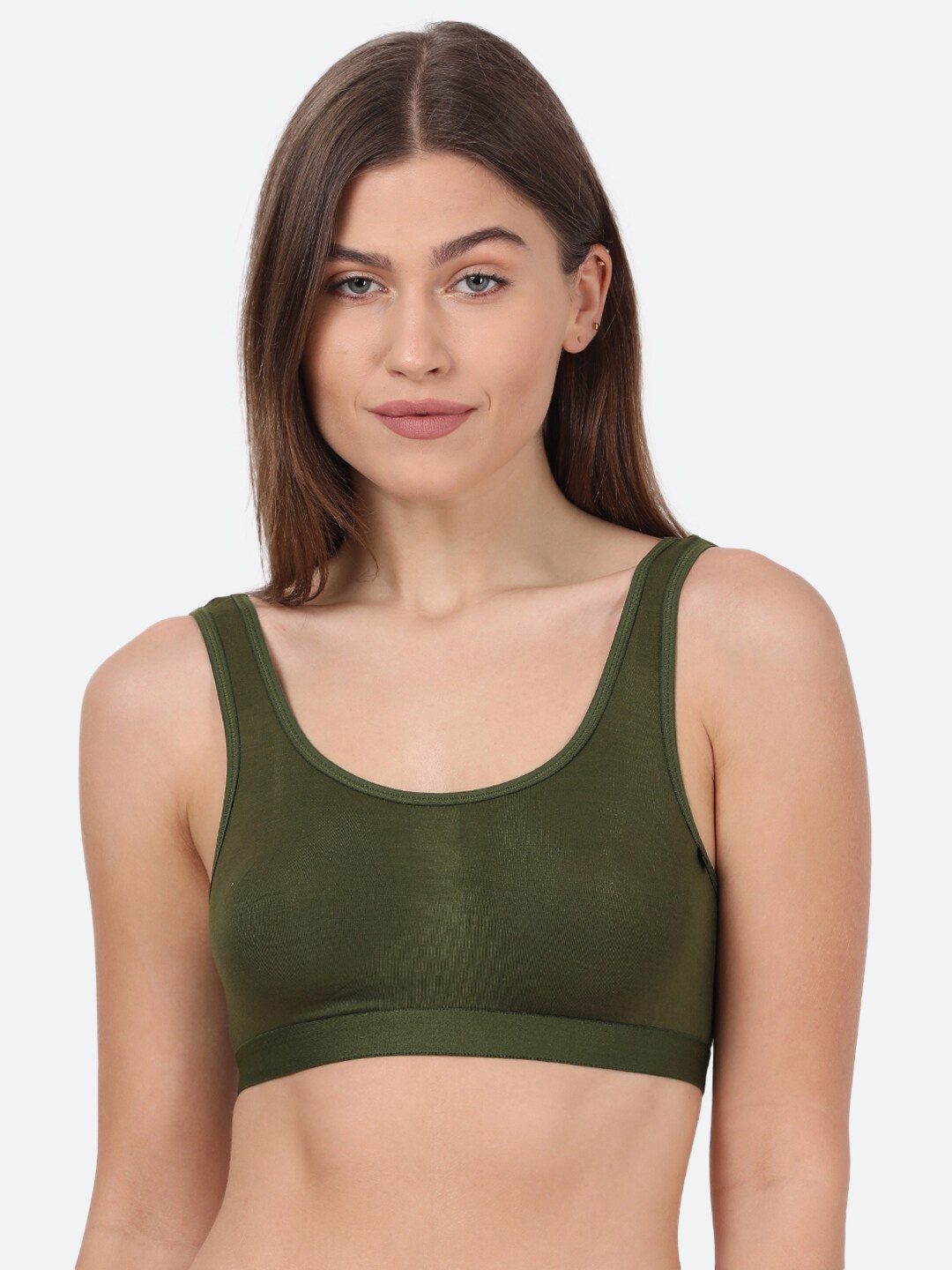 

Putchi Nakd Olive Green Bamboo Lounge Anti Microbial Seamless Bra