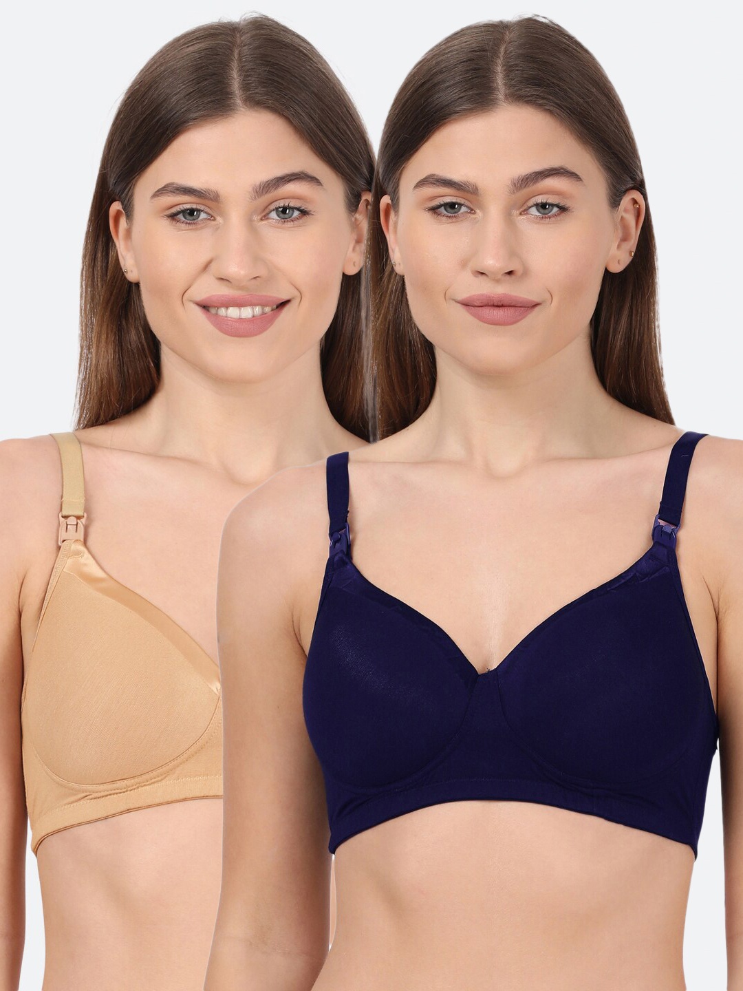 

Putchi Navy Blue & Beige Underwired Lightly Padded Bra