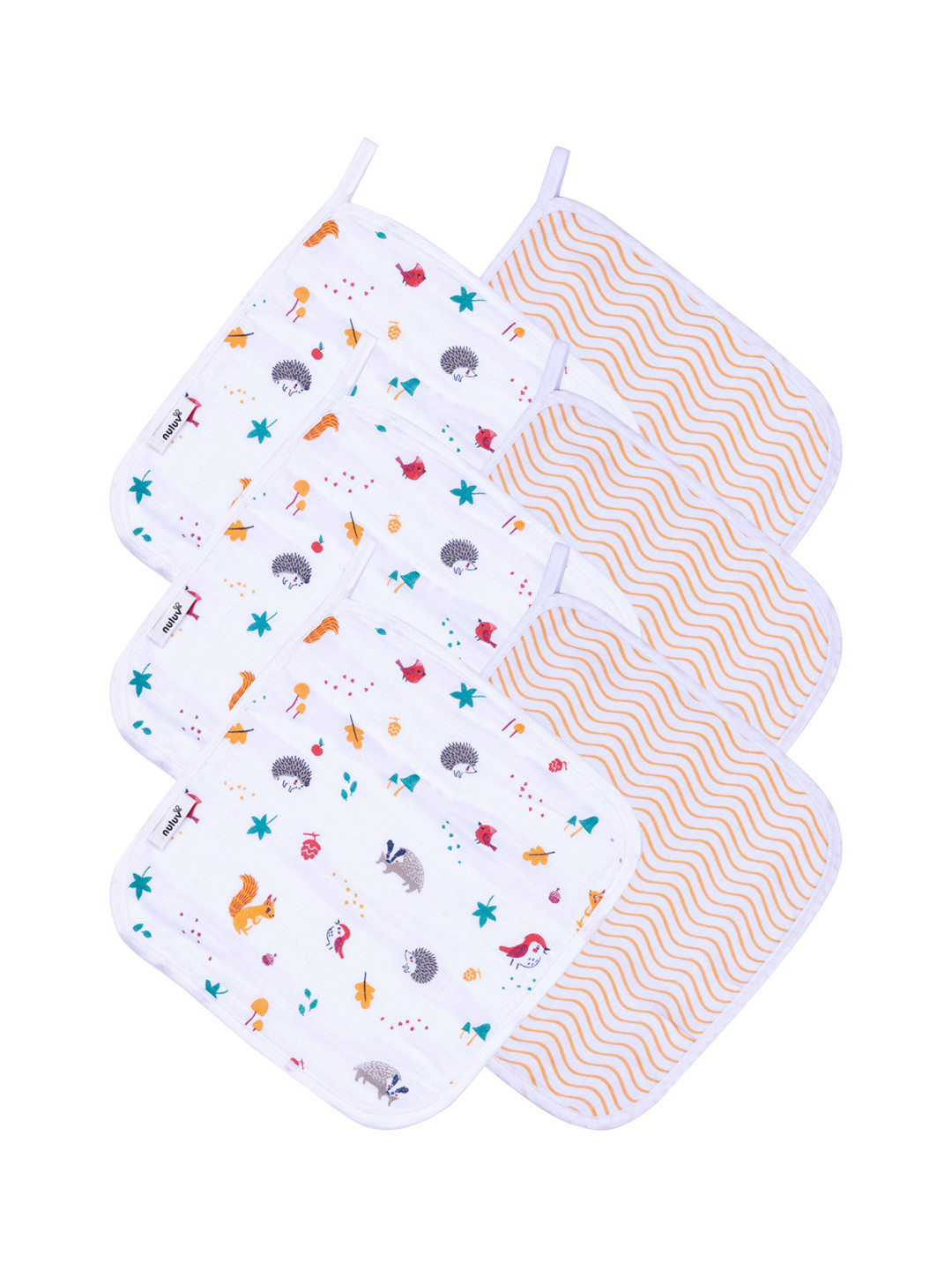 

Nuluv Pack Of 6 White & Yellow Baby Wash Cloth